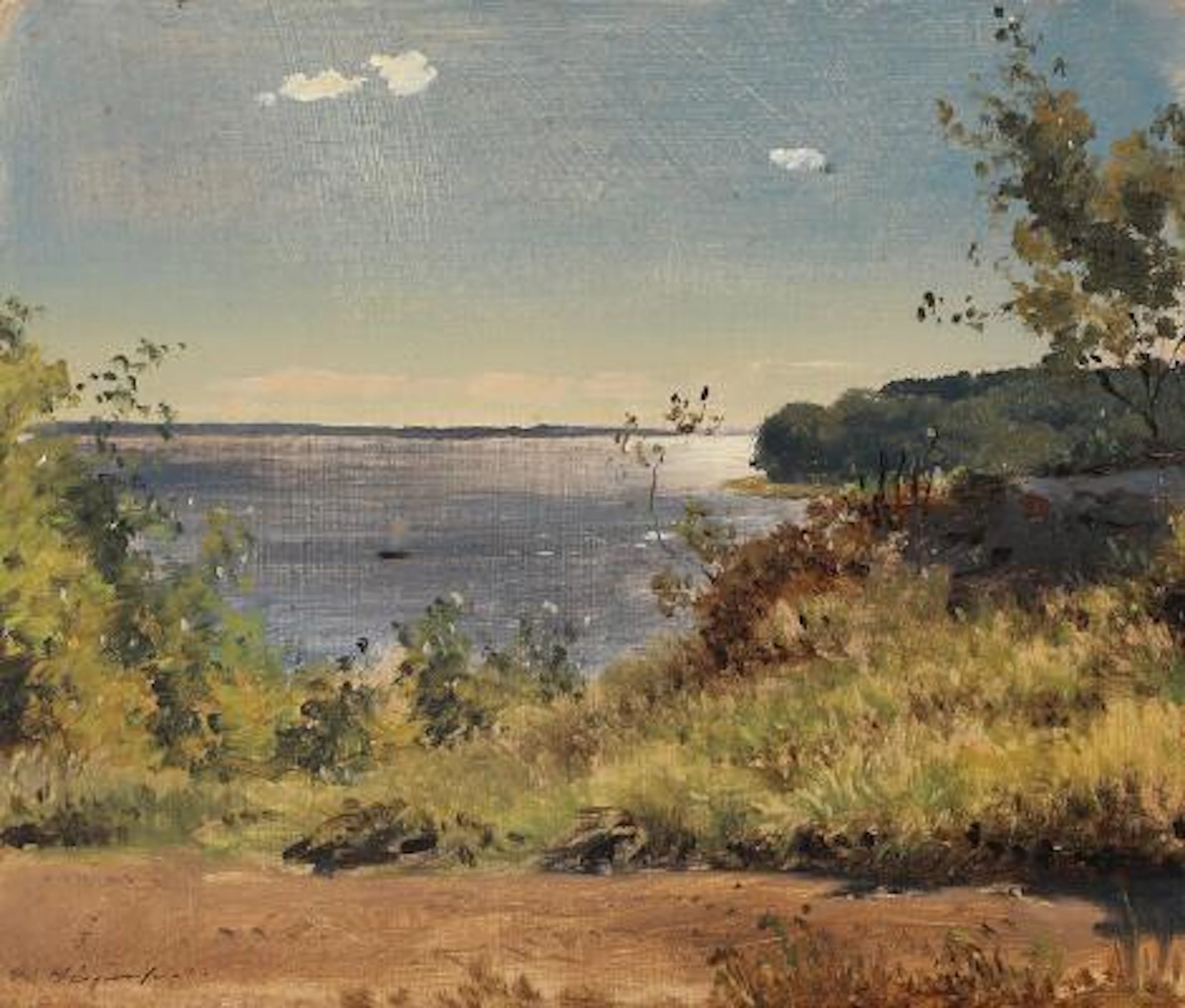 Hermann Carl Siegumfeldt: At the coast on a summerday. Signed. Oil
