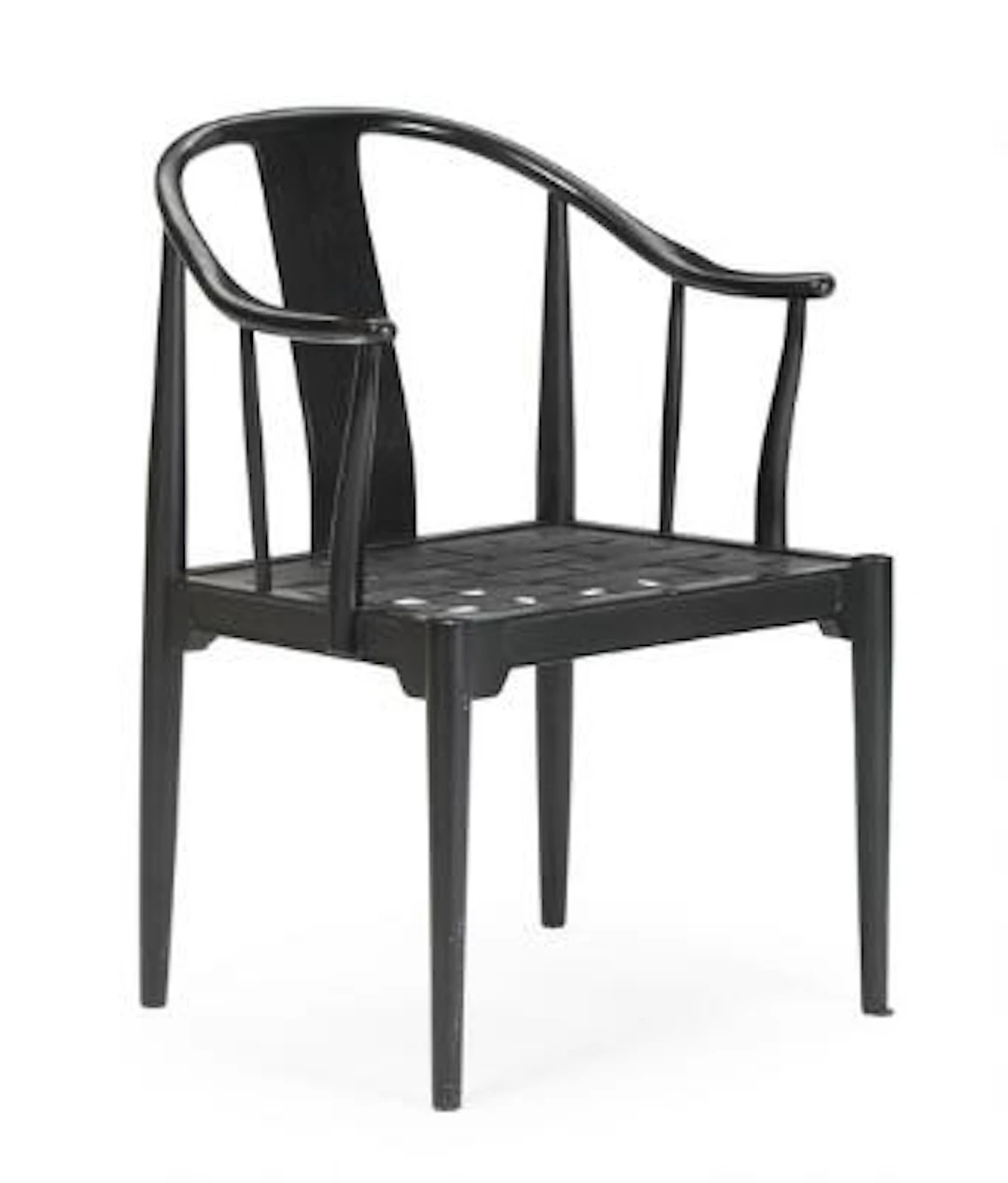 Hans J. Wegner: "China-Chair". Armchair with blacklacquered ash frame.