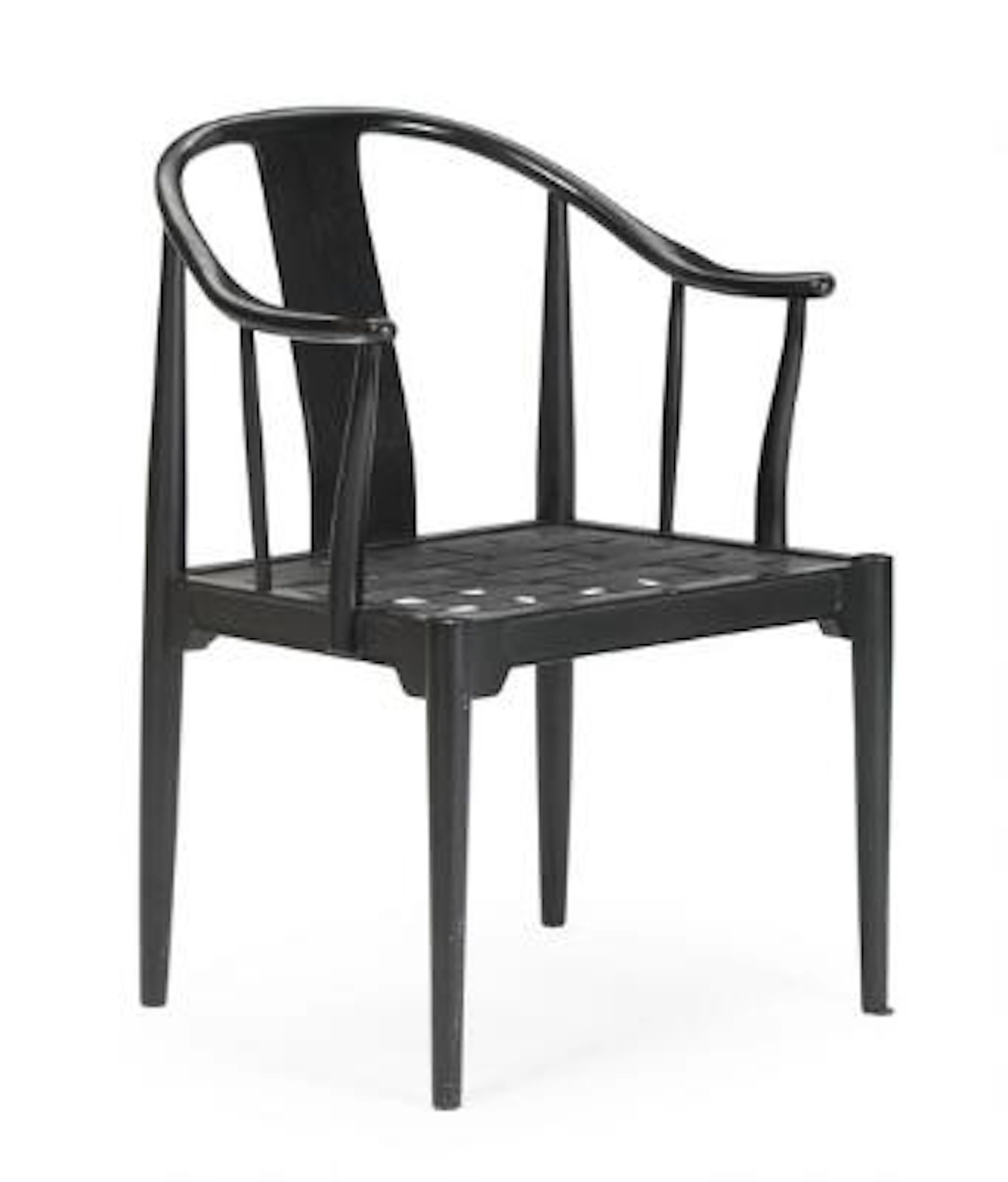 Hans J. Wegner: "China-Chair". Armchair with blacklacquered ash frame.