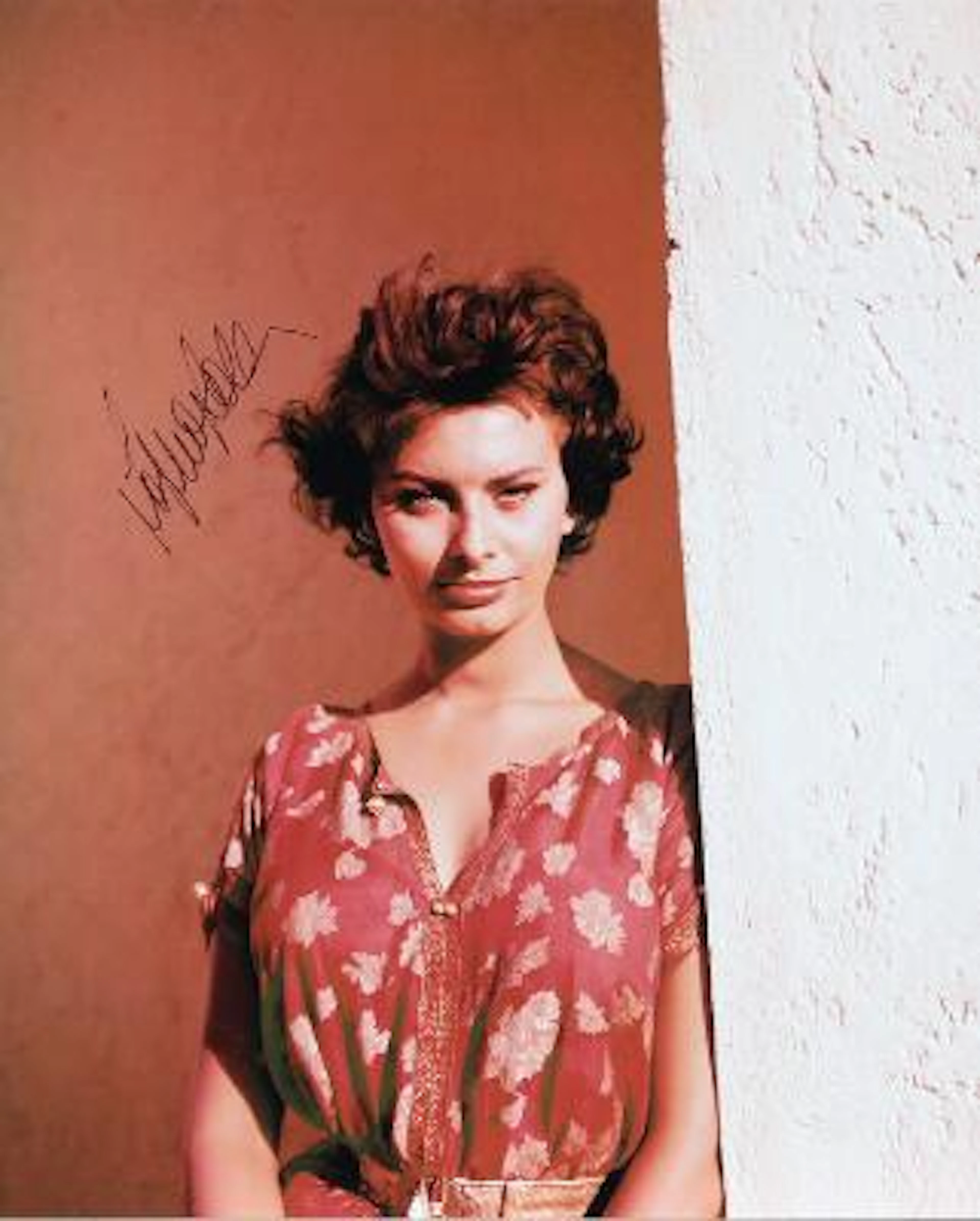 Signed colour still photograph of Italian actress Sophia Loren (b.