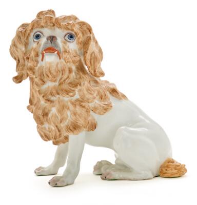 Diamond terrier, 19th century porcelain figure painted in colours