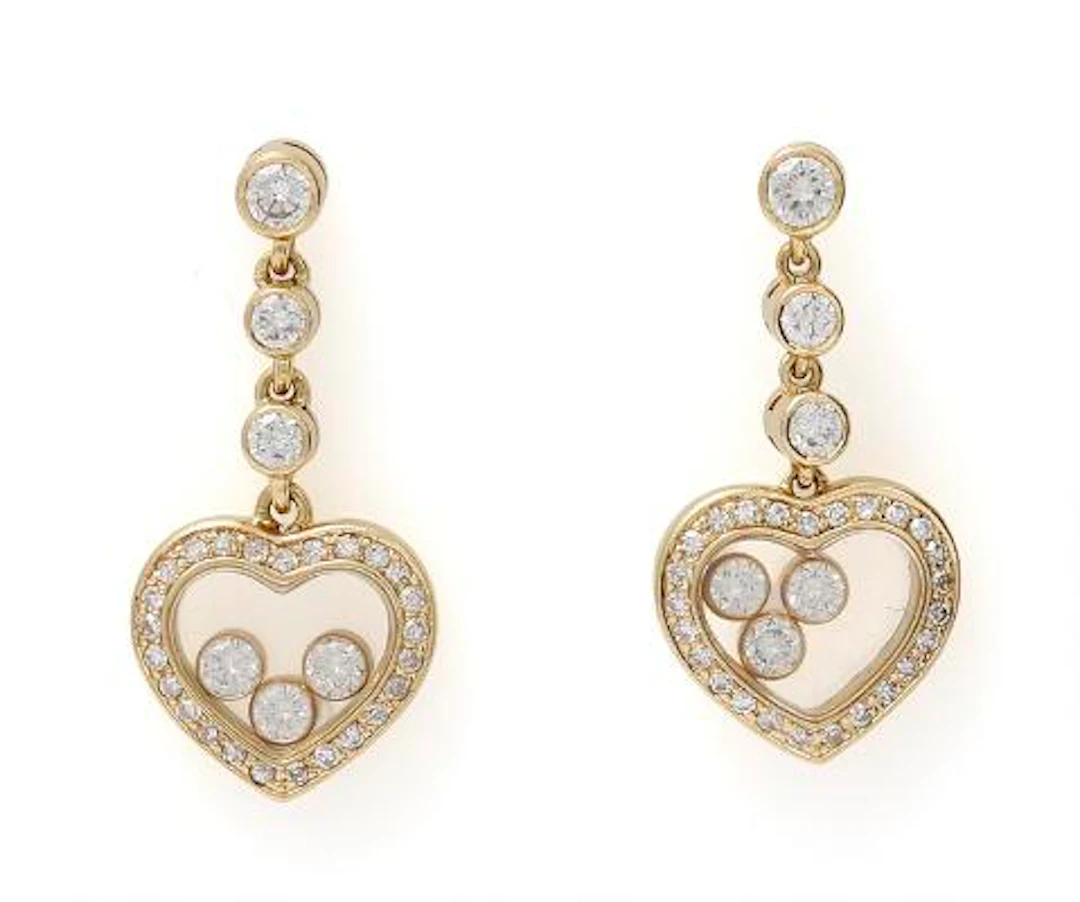 Chopard: A pair of "Happy Diamonds Icon" diamond ear pendants, mounted