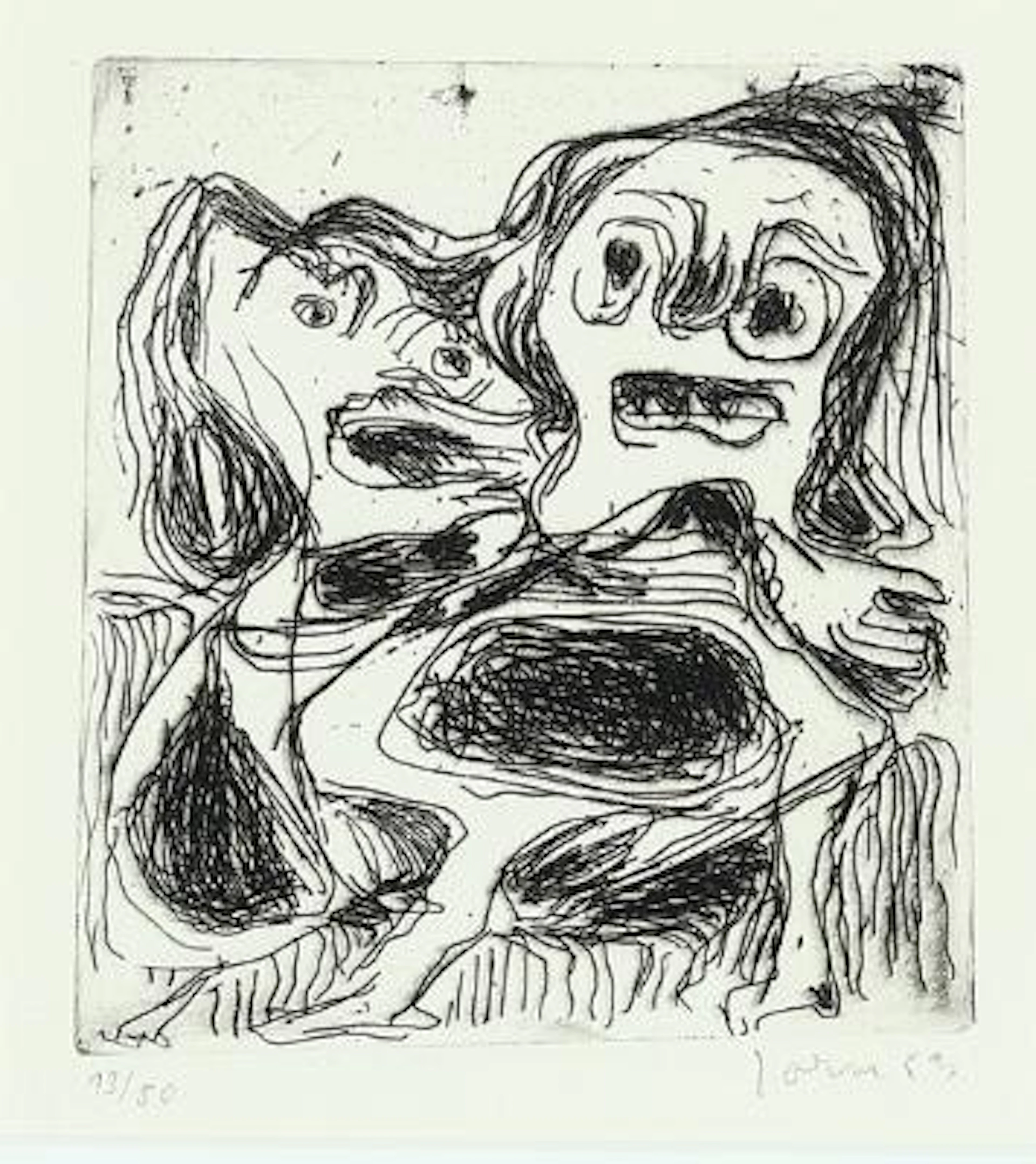 Asger Jorn: Composition from "Schweizer Suite". Signed Jorn 53, 13/50.