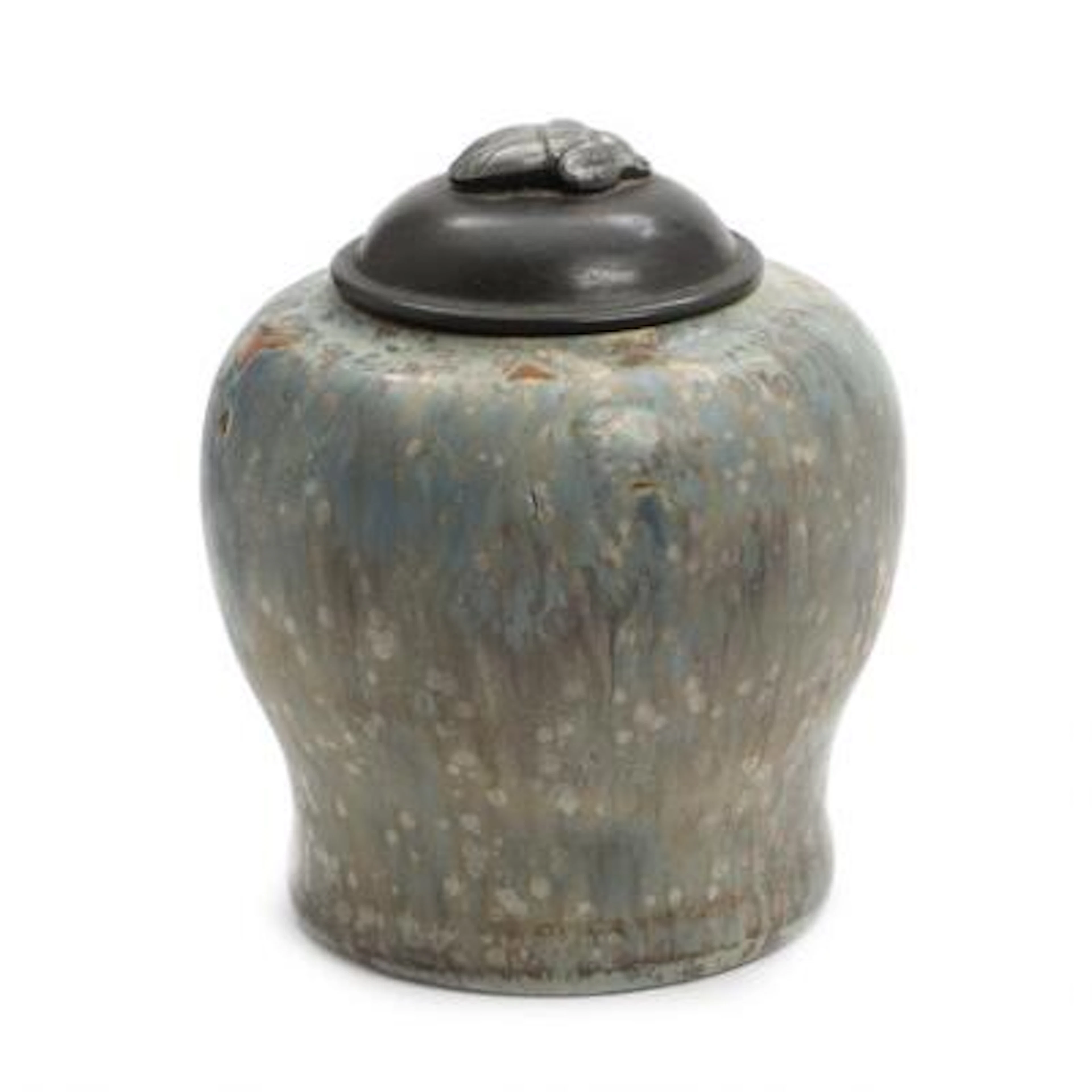 Carl Halier, Georg Thylstrup: A round stoneware lid jar, decorated