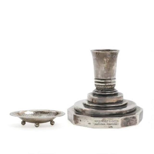 Harald Nielsen: A sterling silver candlestick on angular base. Georg
