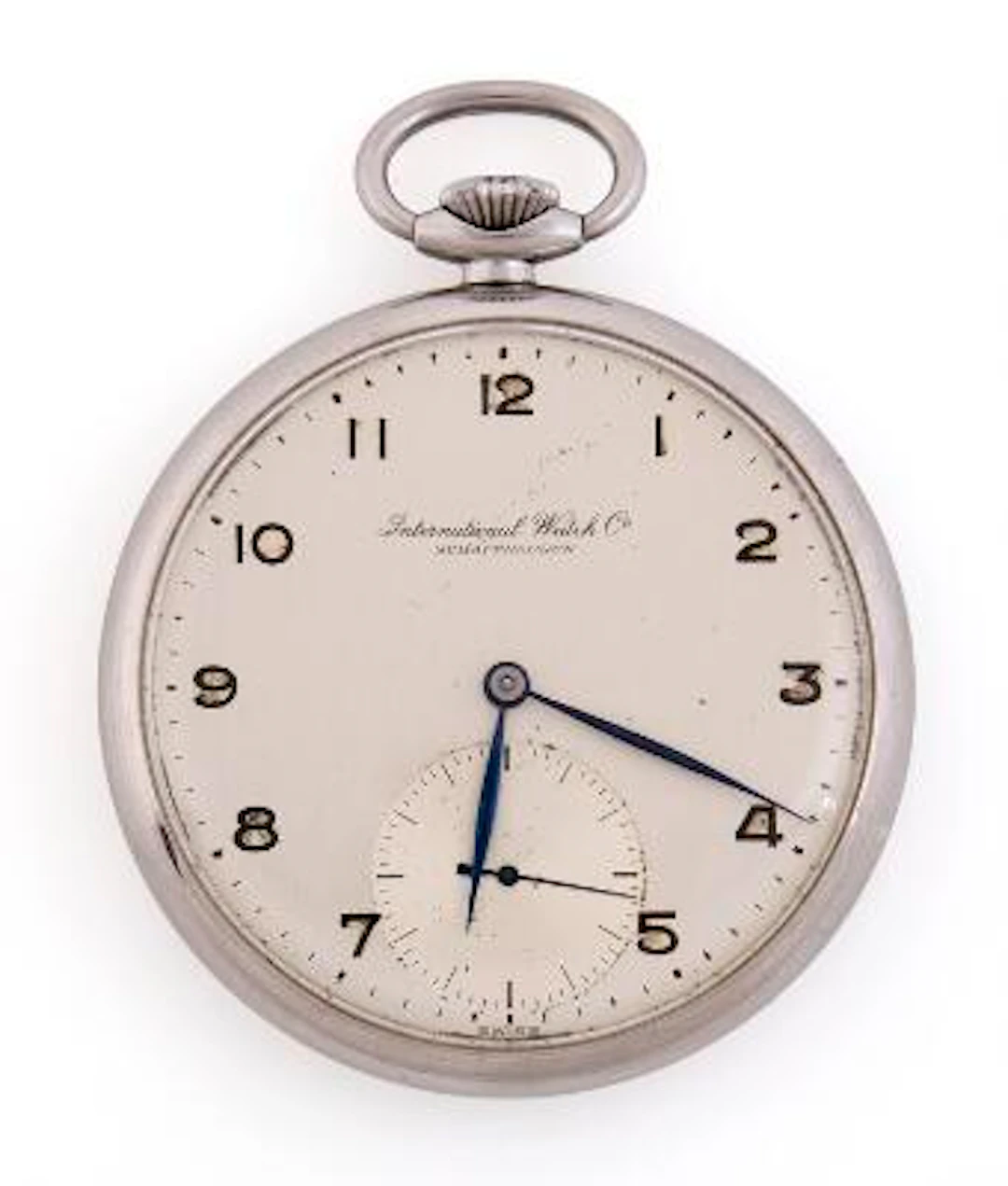 IWC: Pocket watch of steel (Staybrite). Mechanical movement with lever