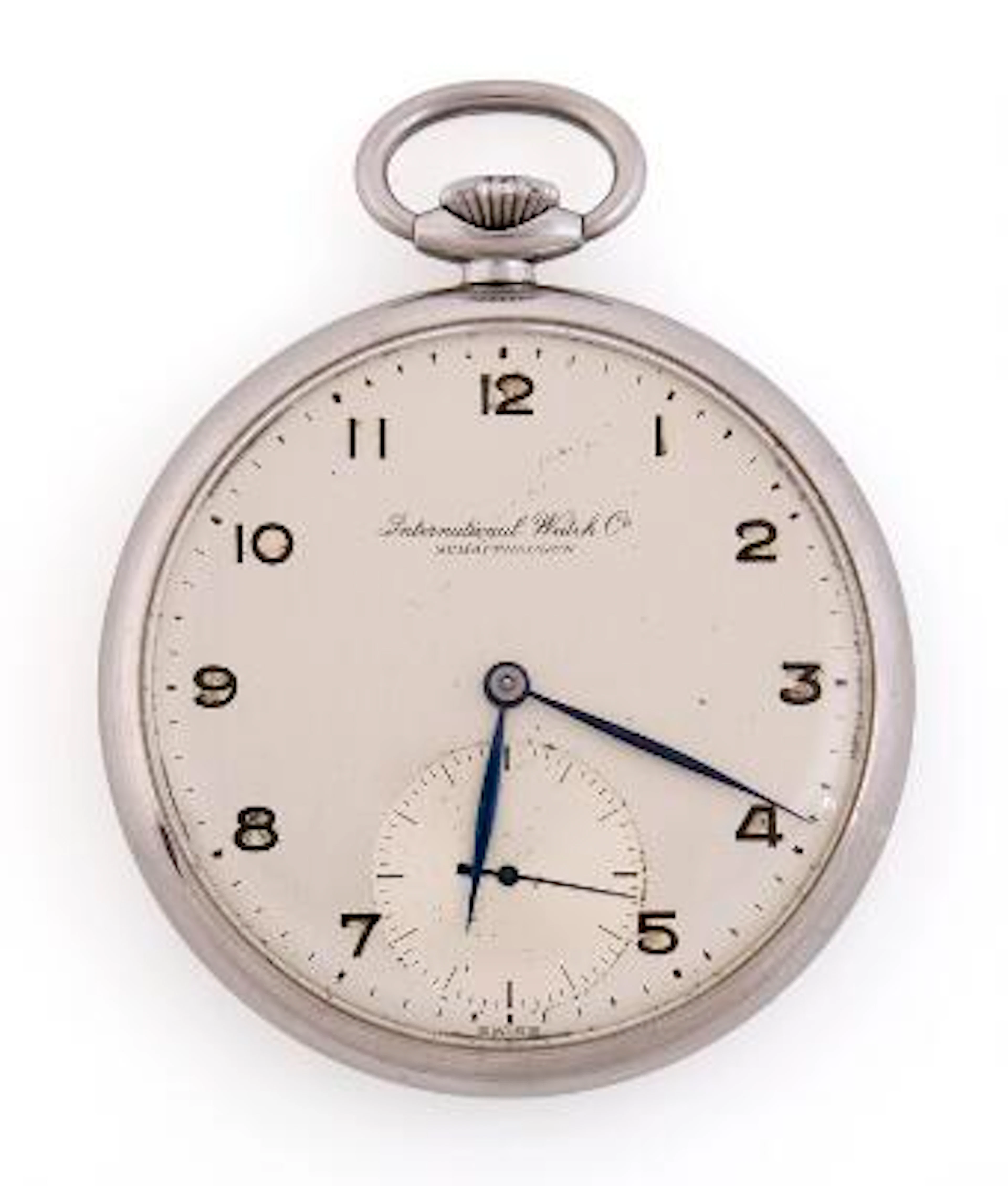 IWC: Pocket watch of steel (Staybrite). Mechanical movement with lever