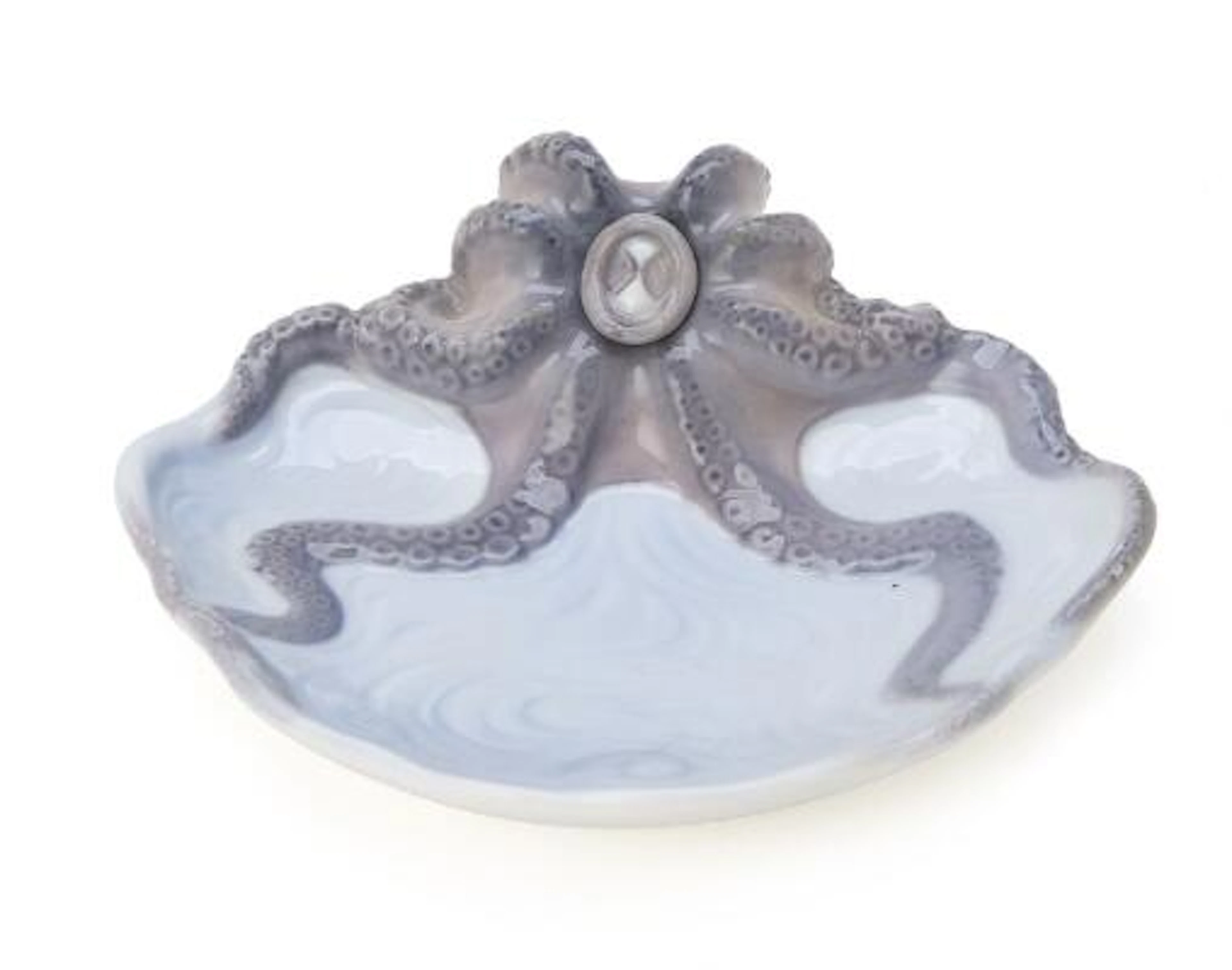Royal Copenhagen: Inkwell in porcelain in the form of an octopus.