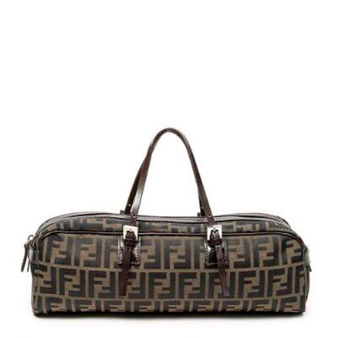 Fendi: "Rectangular Bauletto" bag in brown/monogram Zucca-canvas with