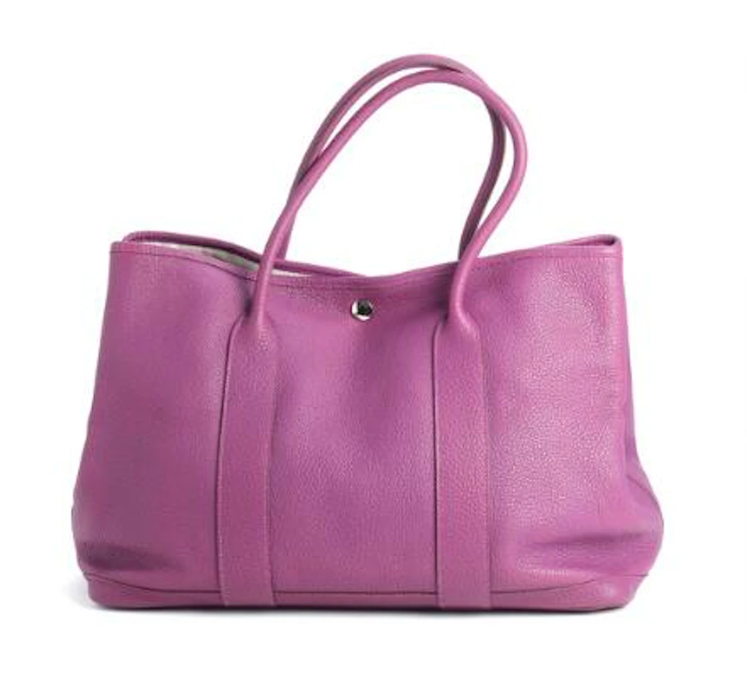 Hermès: A "Garden Party 36" bag of purple leather with palladium hardware