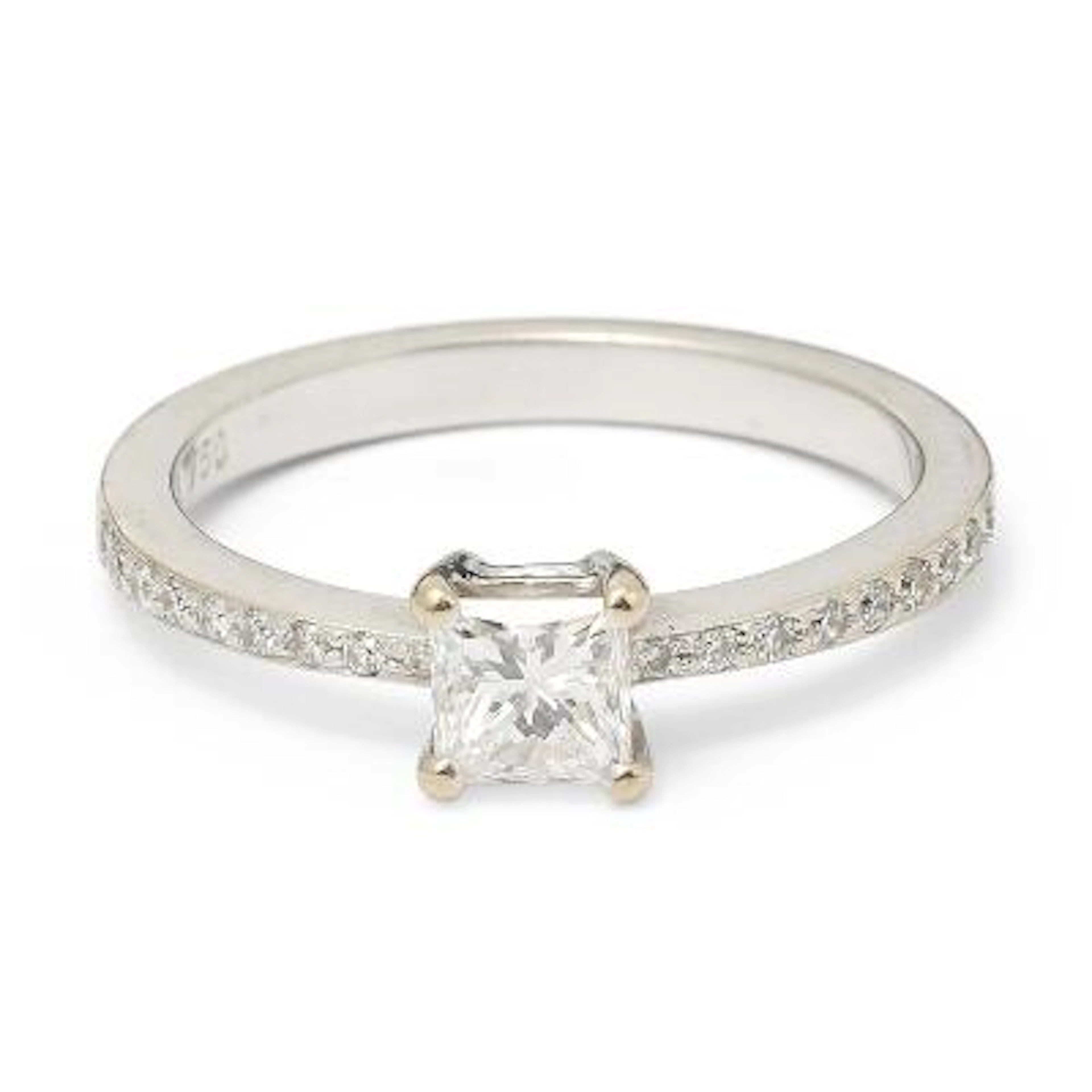 Hartmann's: A solitaire diamond ring set with a princess-cut diamond