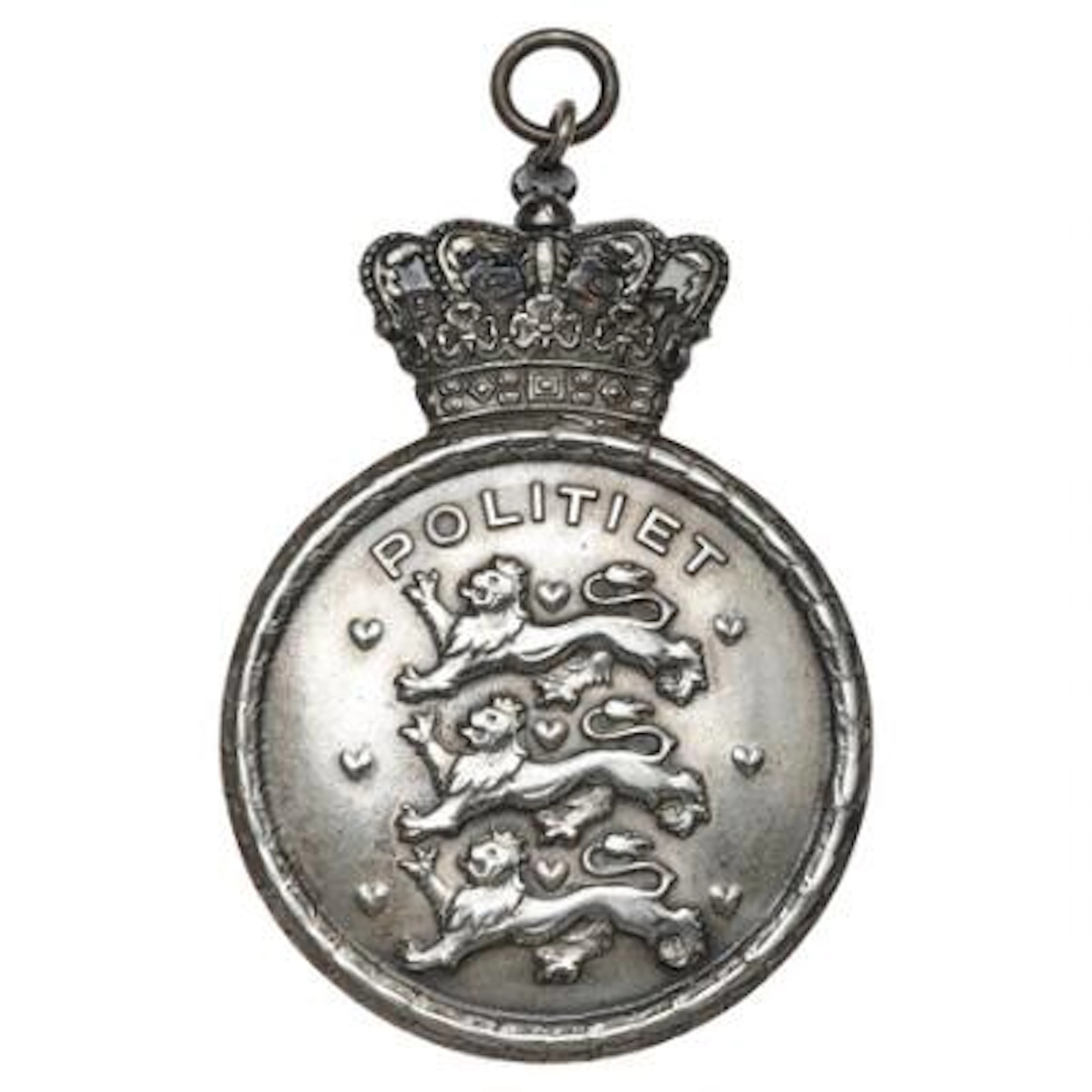 Police badge in bright metal, pocket badge from around year 1938