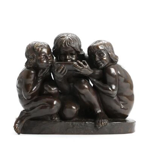 Rudolph Tegner: “De tørstige børn”. Signed. R. Tegner. Patinated bronze.