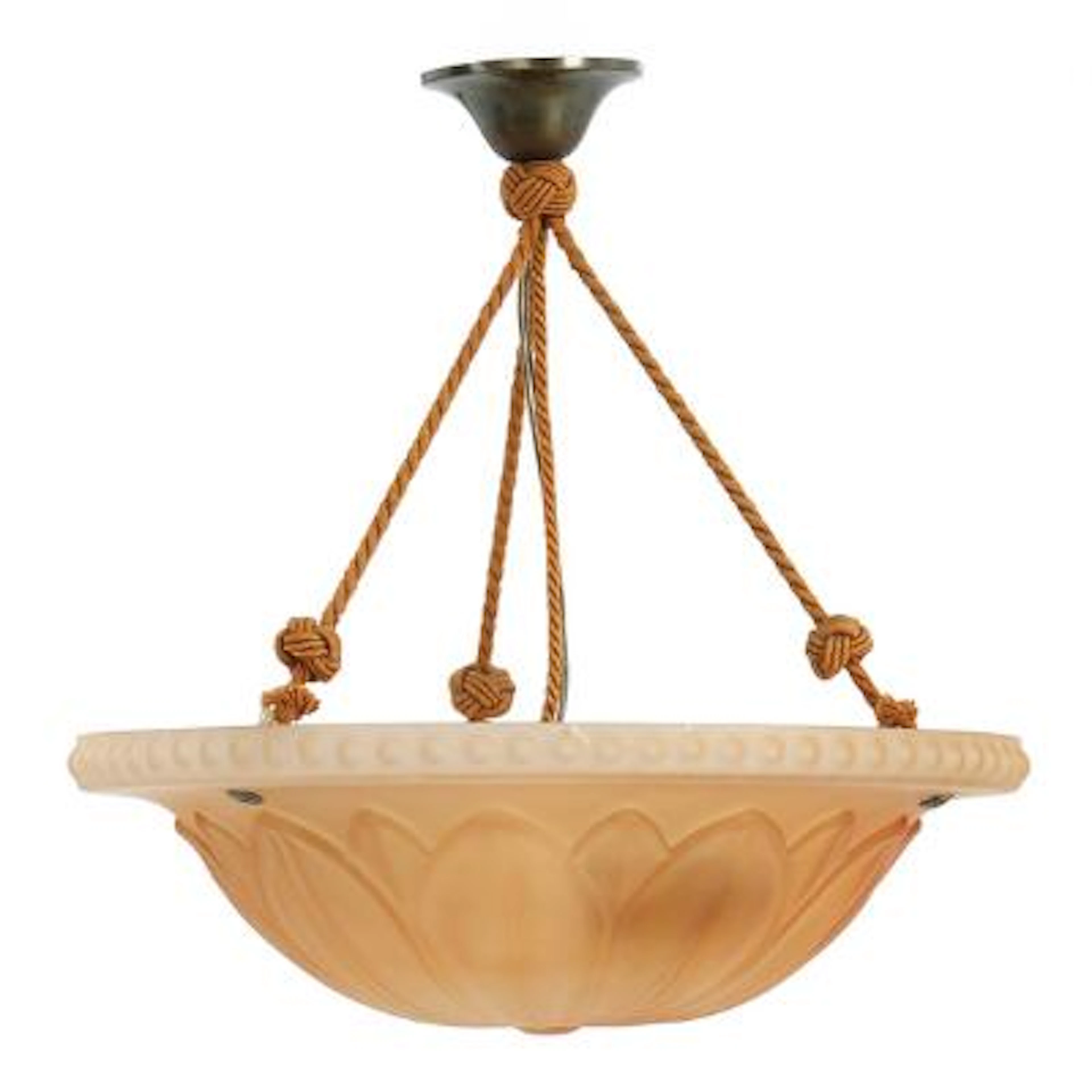 Harald Notini: "Havanna glass". Amber glass pendant lamp with leaves