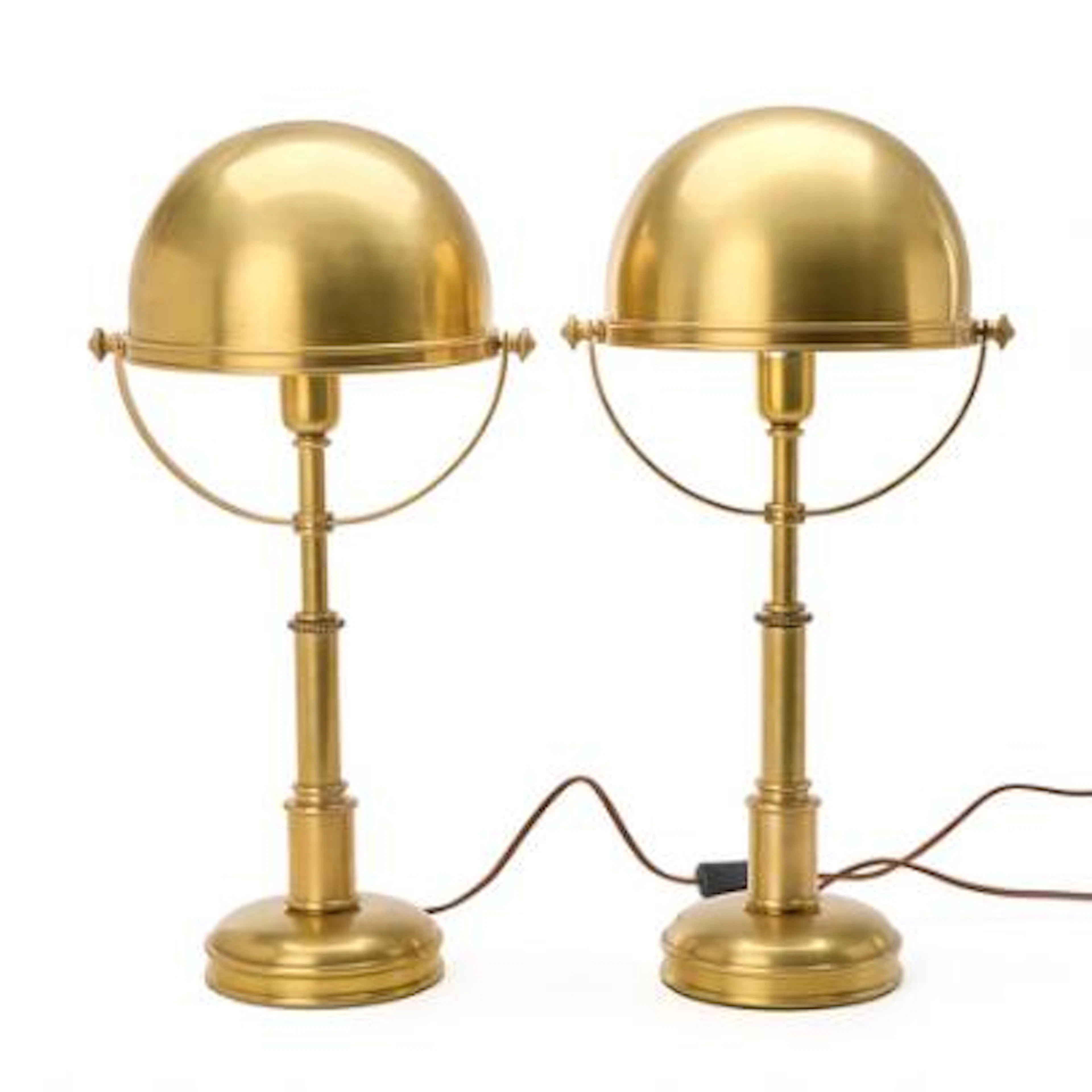 Ralph Lauren: "Carthage". A pair of brass table lamps with adjustable
