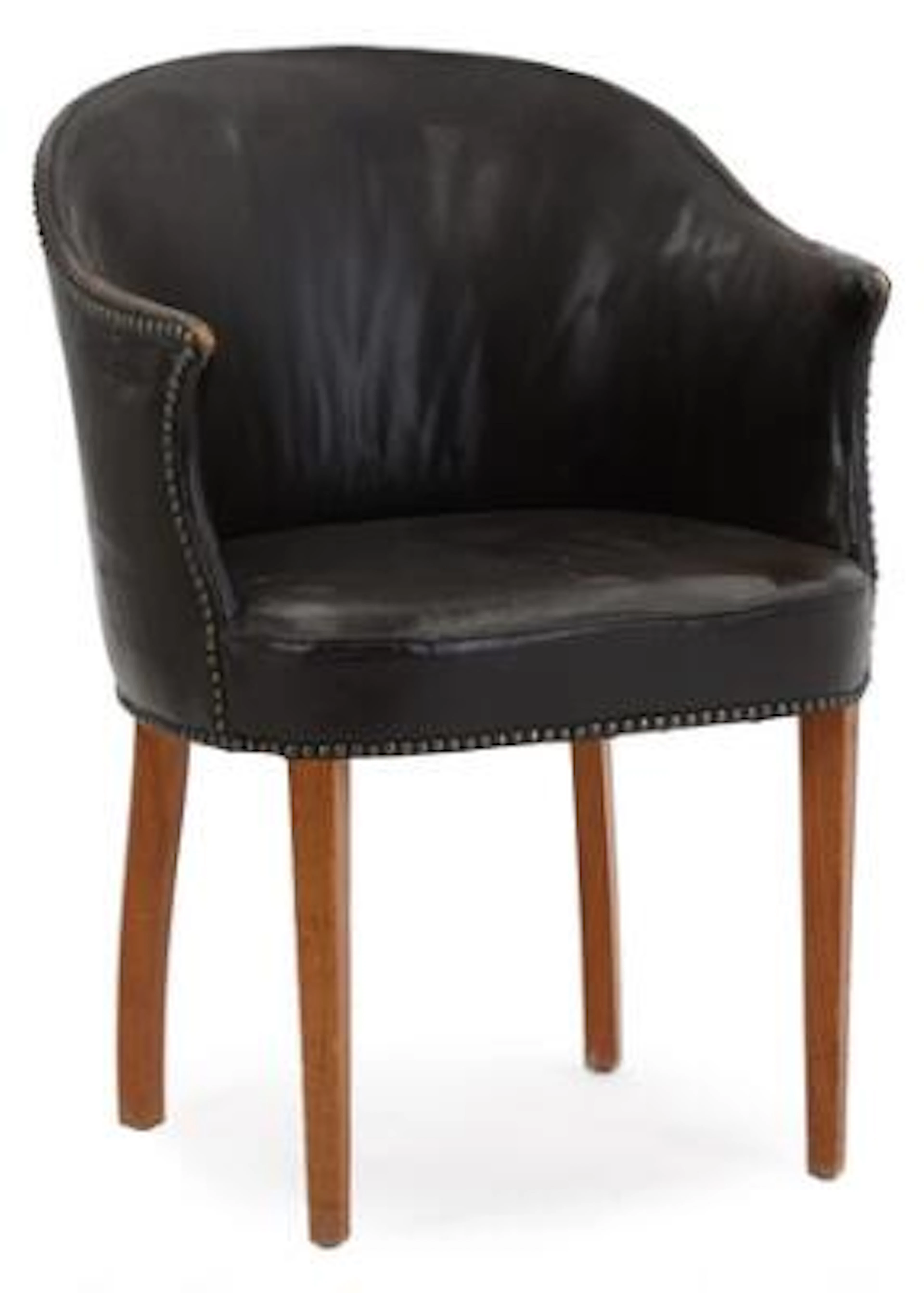 Danish furniture design: Armchair with elm legs. Seat and back upholstered