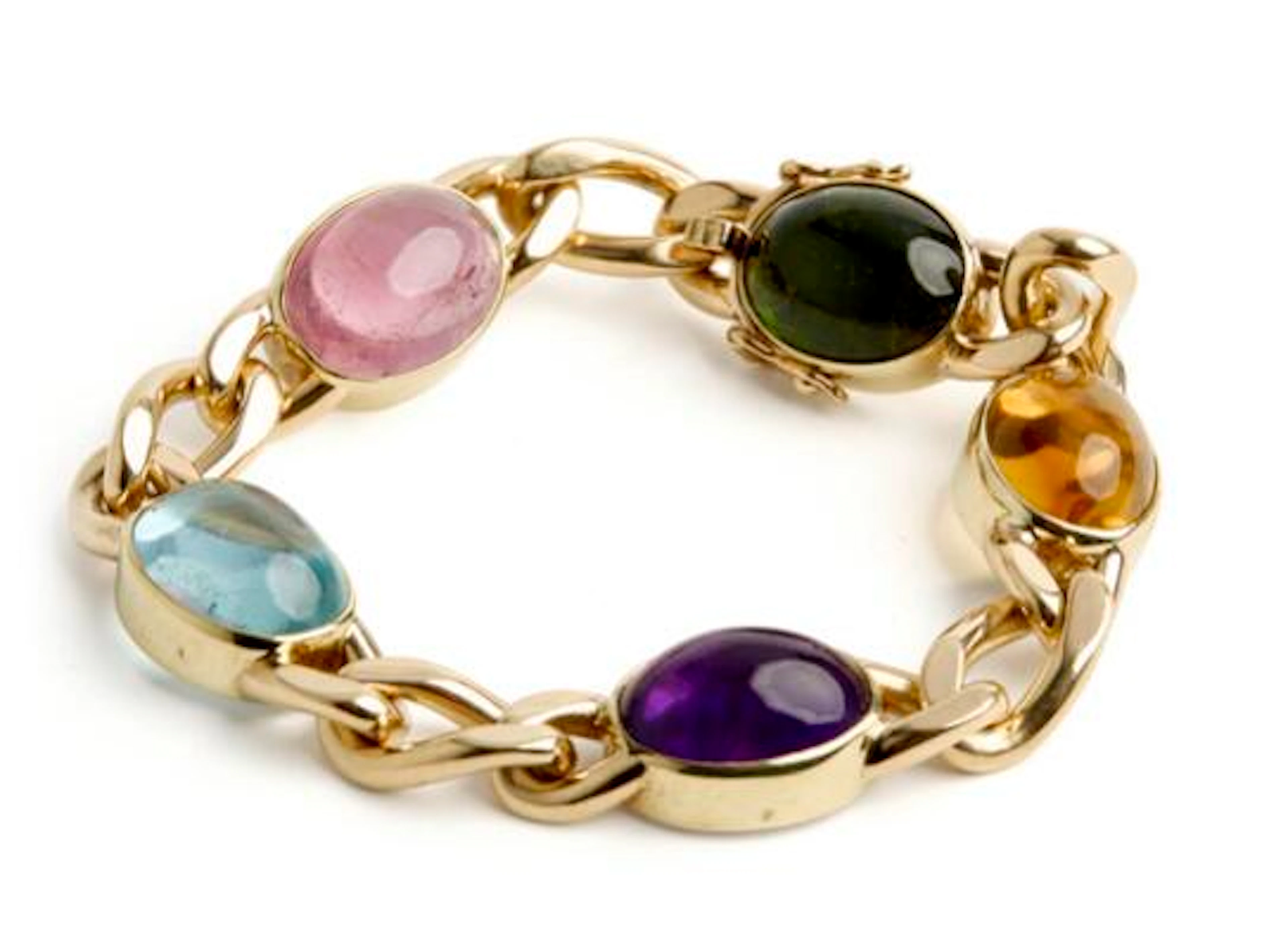 Chr. Rasmussens eftf.: A bracelet set with tourmalines, citrine, amethyst