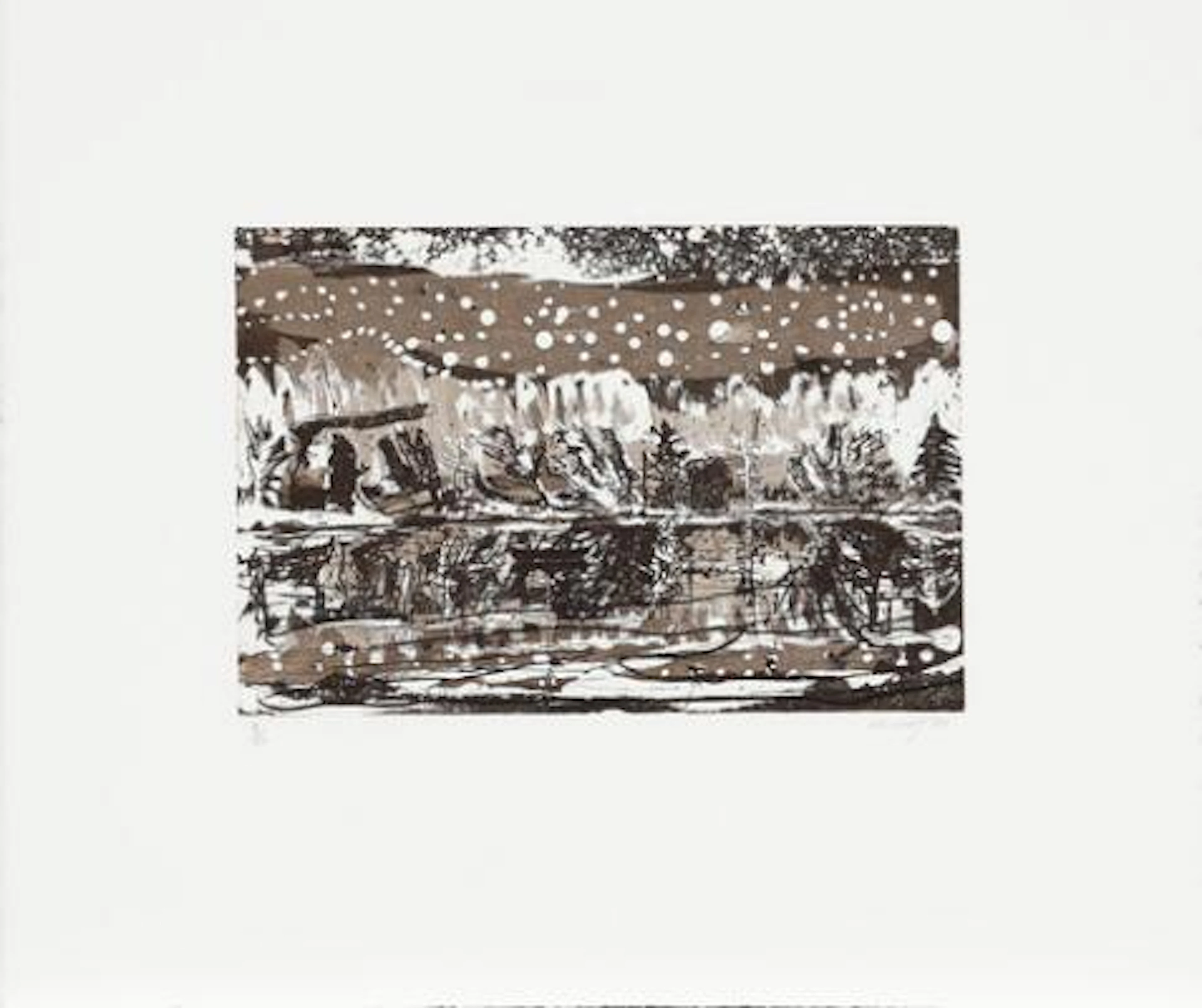 Peter Doig: "Night Fishing", 1995. Signed Doig 95, 8/50. Aquatint