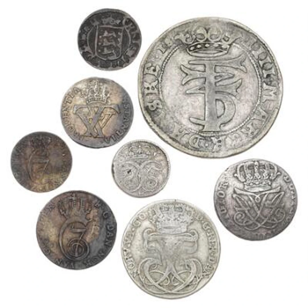 Collection of Danish and Norwegian skillings, in total 8 pcs – Bruun