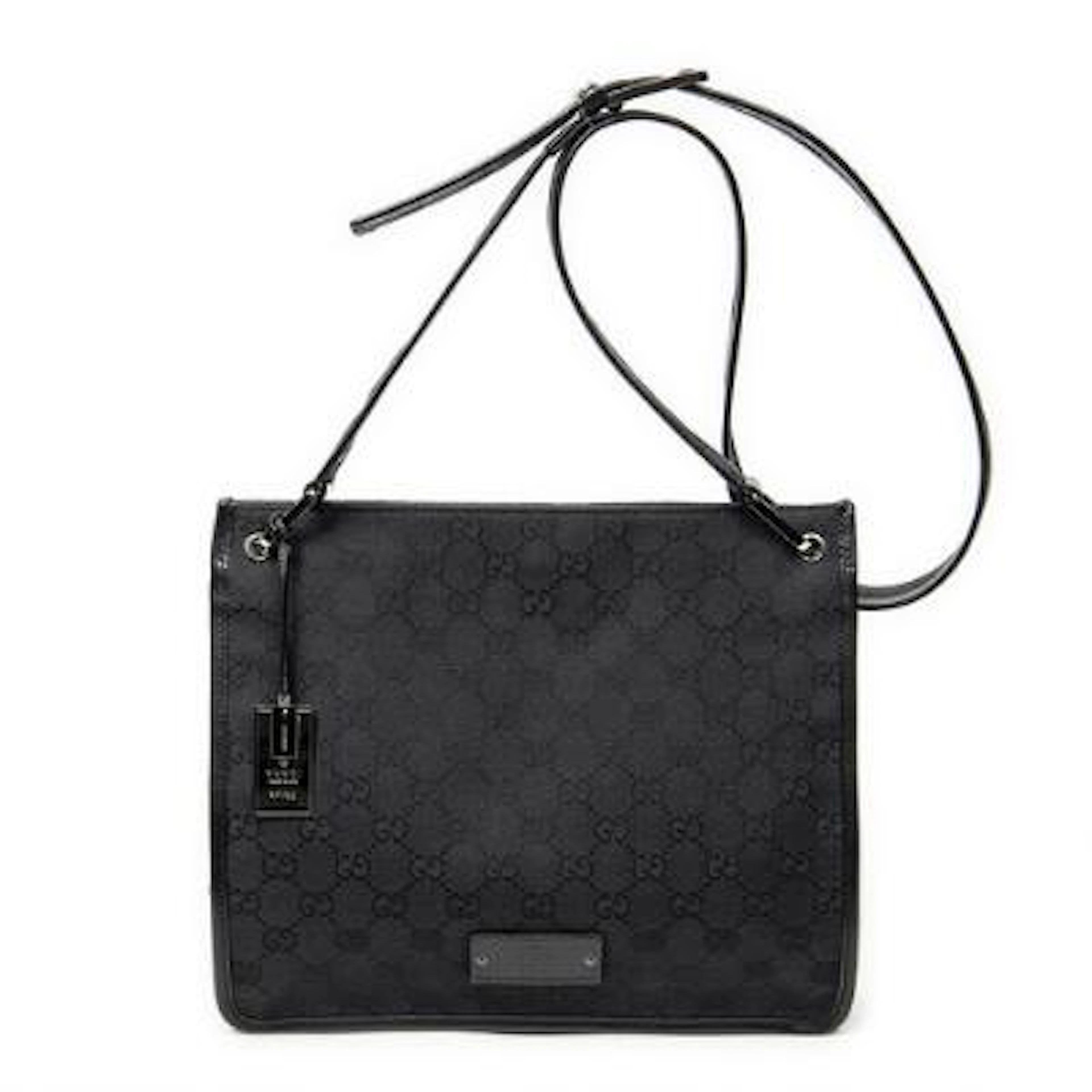 Gucci: A "Small Messenger Crossbody" bag in black monogram canvas