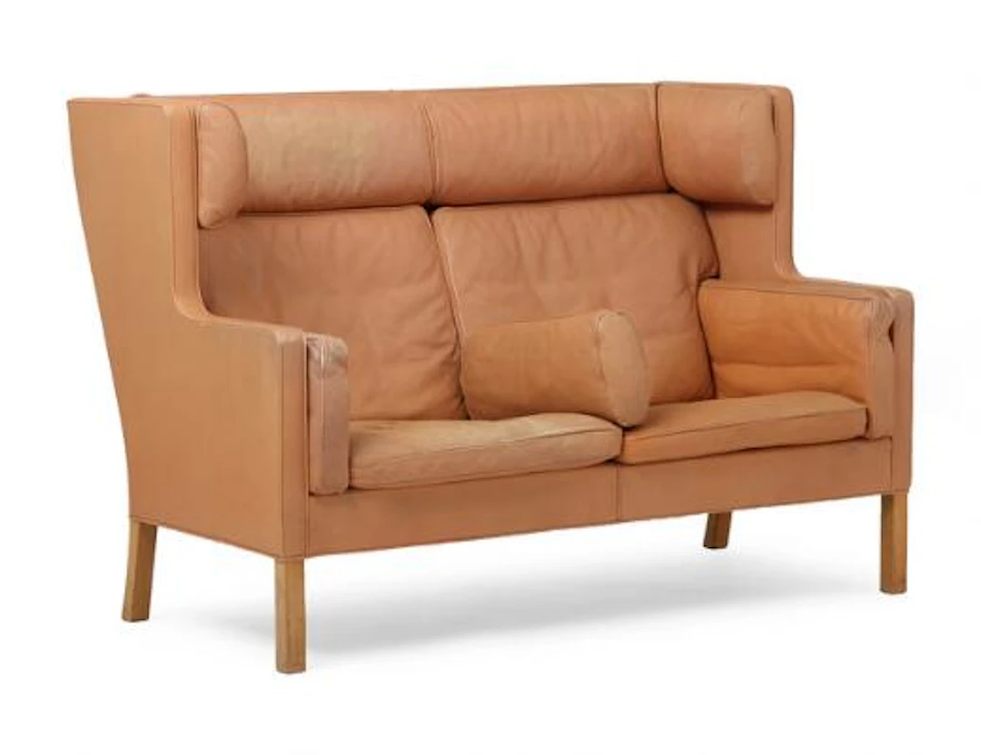 Børge Mogensen: "Kupé". Two seater sofa with oak legs. Upholstered