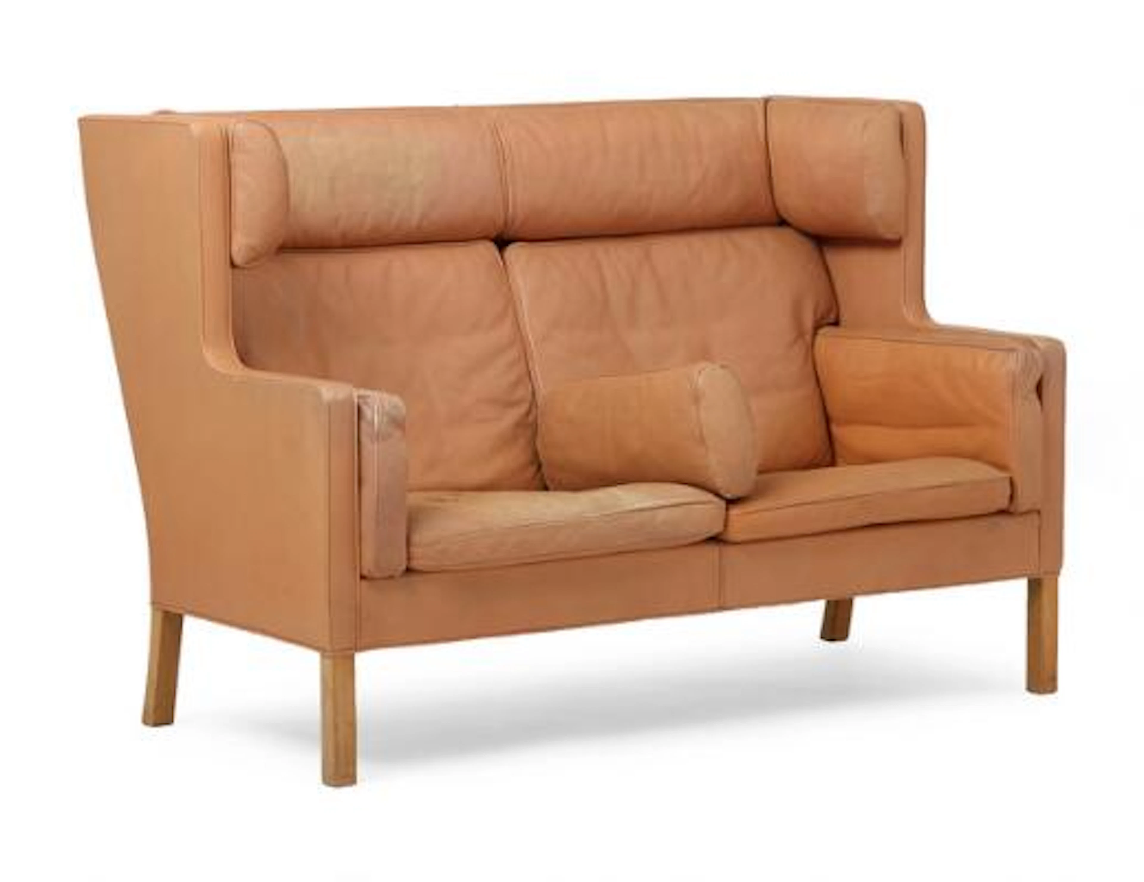 Børge Mogensen: "Kupé". Two seater sofa with oak legs. Upholstered