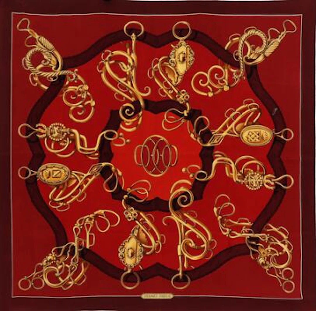 Hermès: A silk scarf with motif "Profile" by Shan Merry. App. 85 x