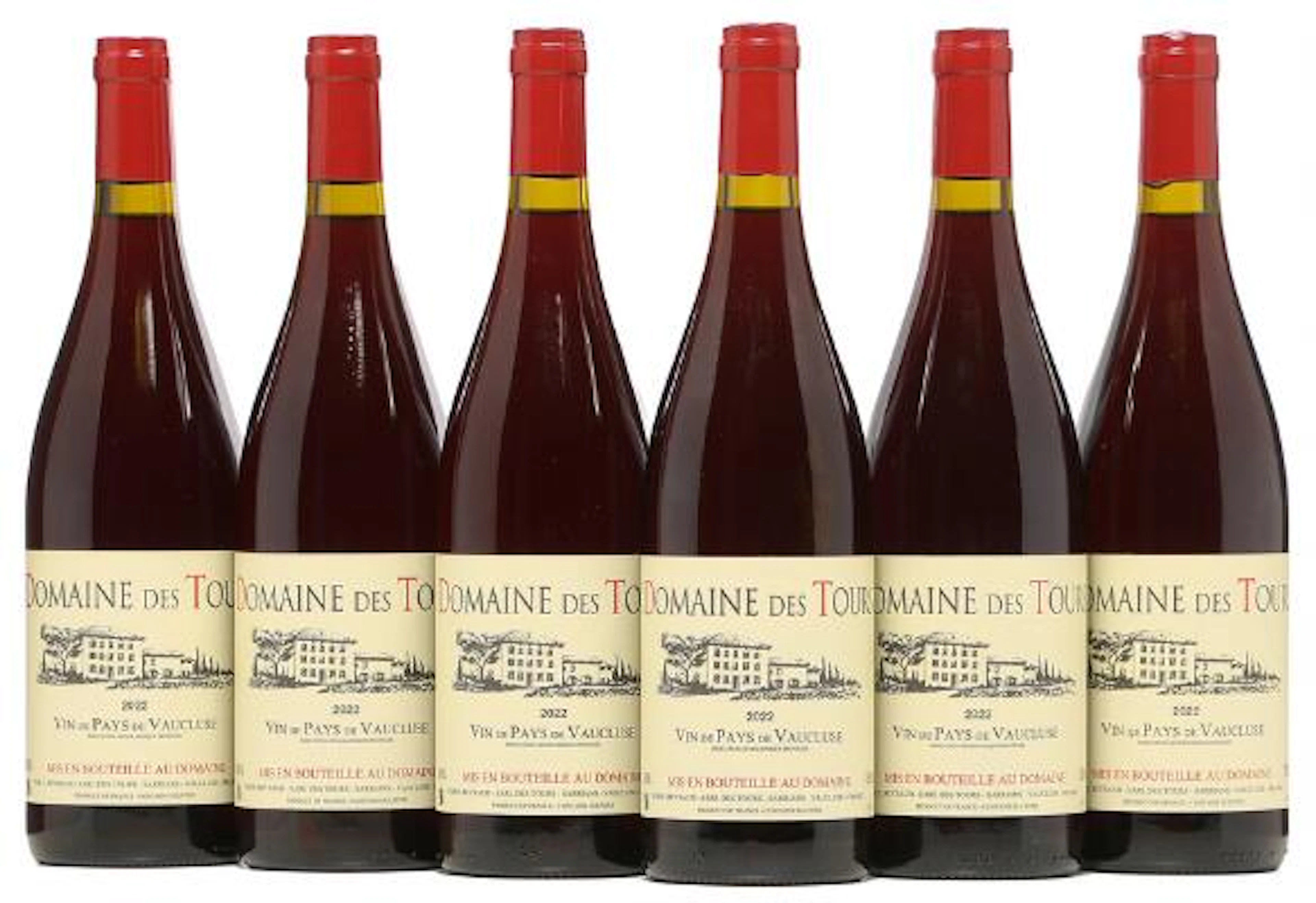 6 bts. Vin de Pays de Vaucluse, Domaine des Tours 2022 A (hf/in).