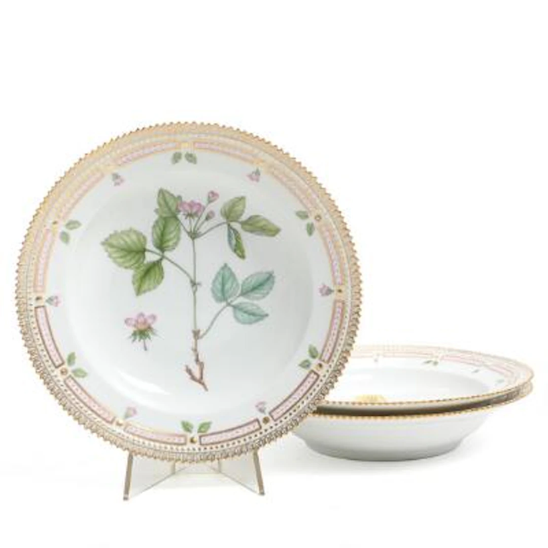 “Flora Danica”. Three deep porcelain plates. Royal Copenhagen. Diam.