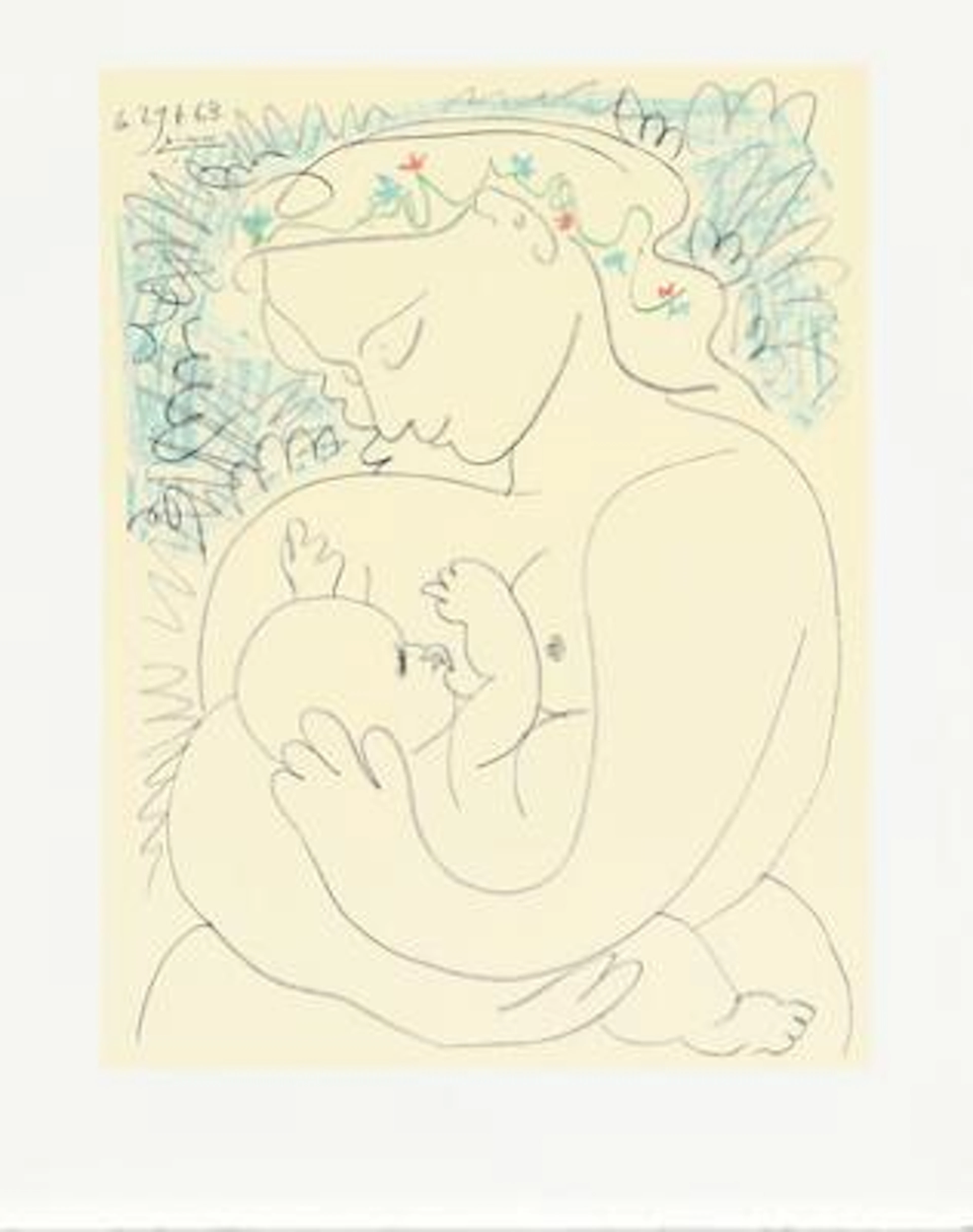 Pablo Picasso, after: “Maternité”. Signed in the print. Offset. Sheet