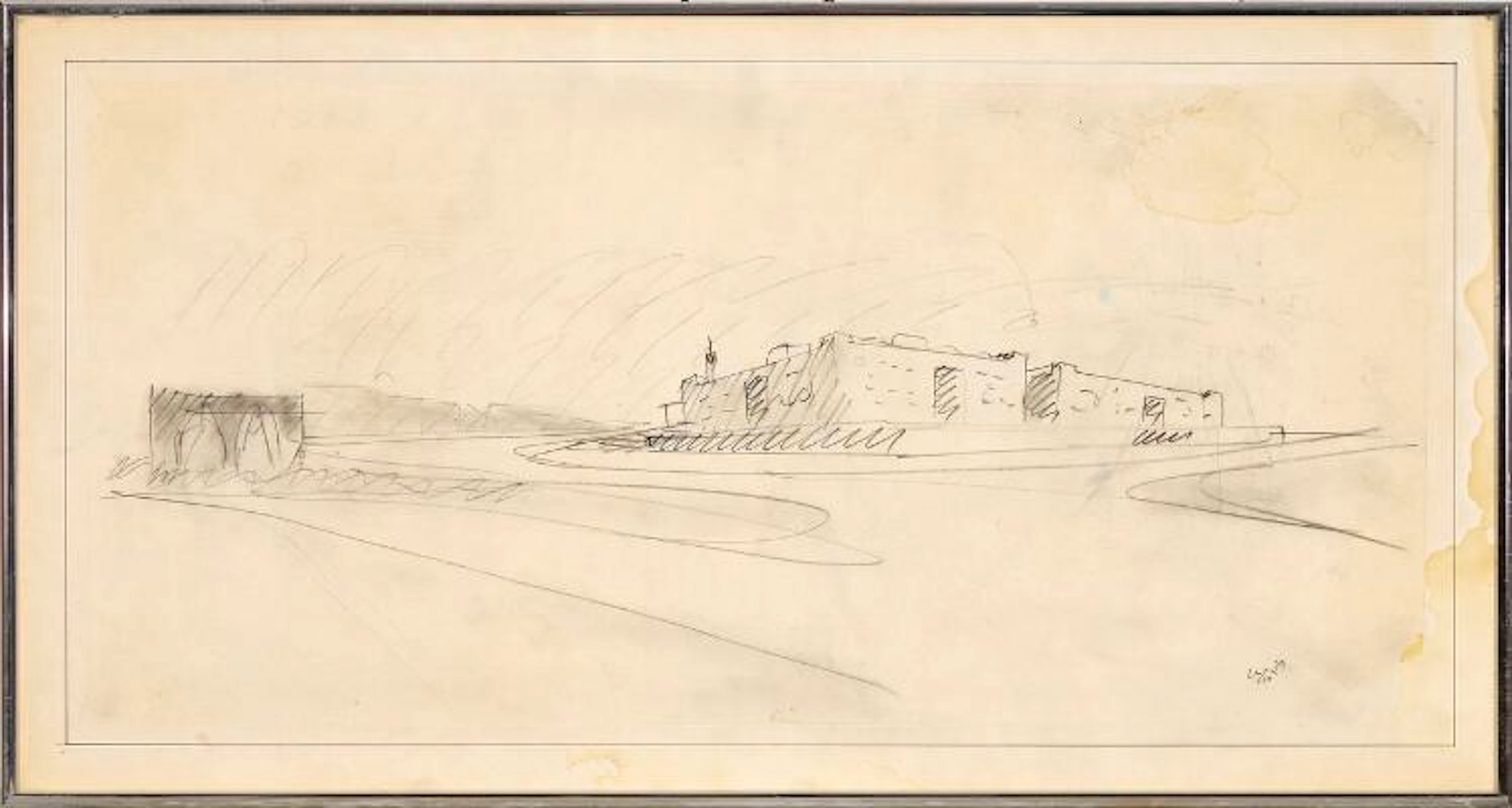 Henning Larsen: Architectural sketch. Unsigned, 26/10 79. Pencil on