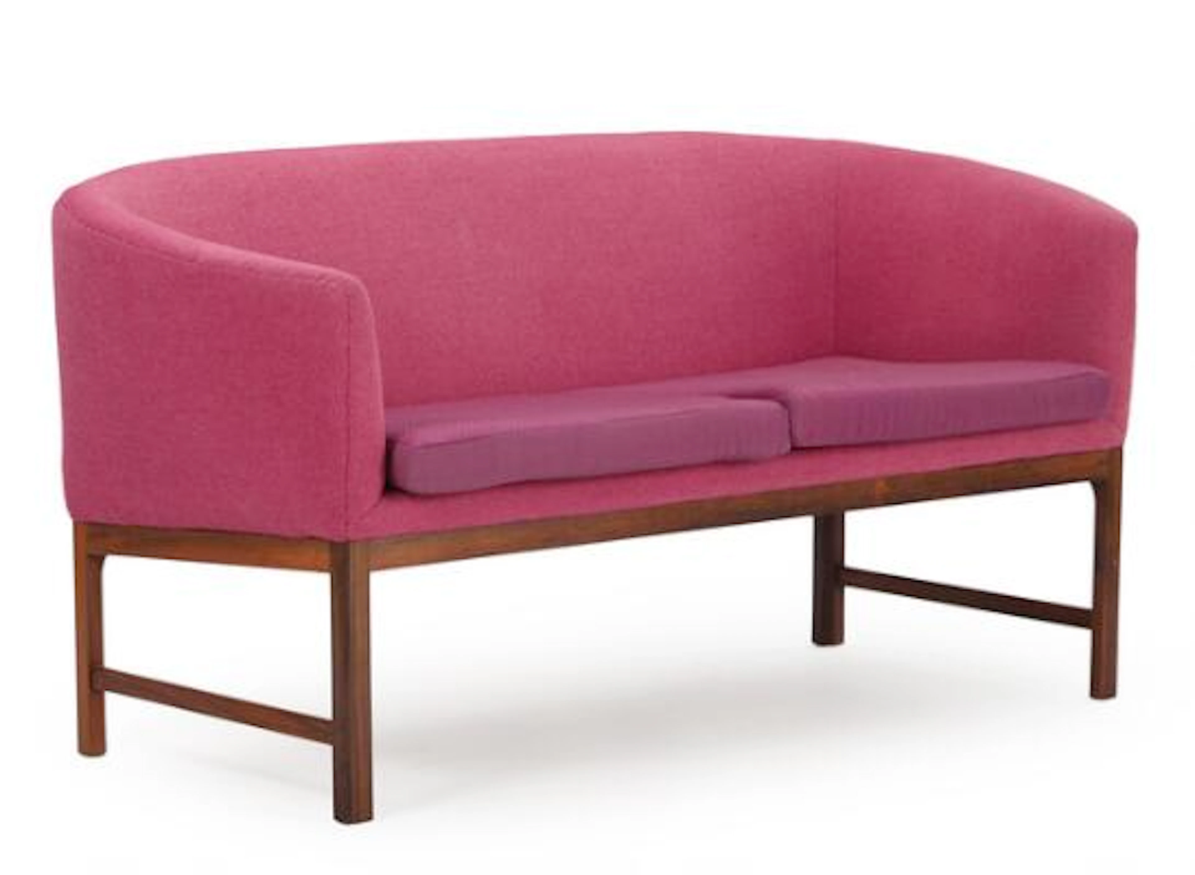 Illum Wikkelsø: Two seater sofa with rosewood frame, upholstered with