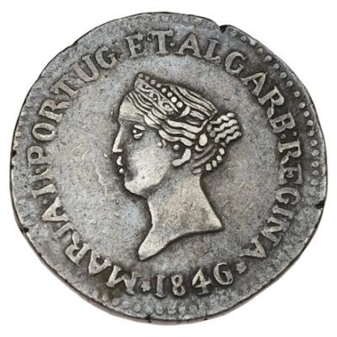 Portuguese India, Maria II, 1834-1853, Rupie 1846, KM 293, edge nicks