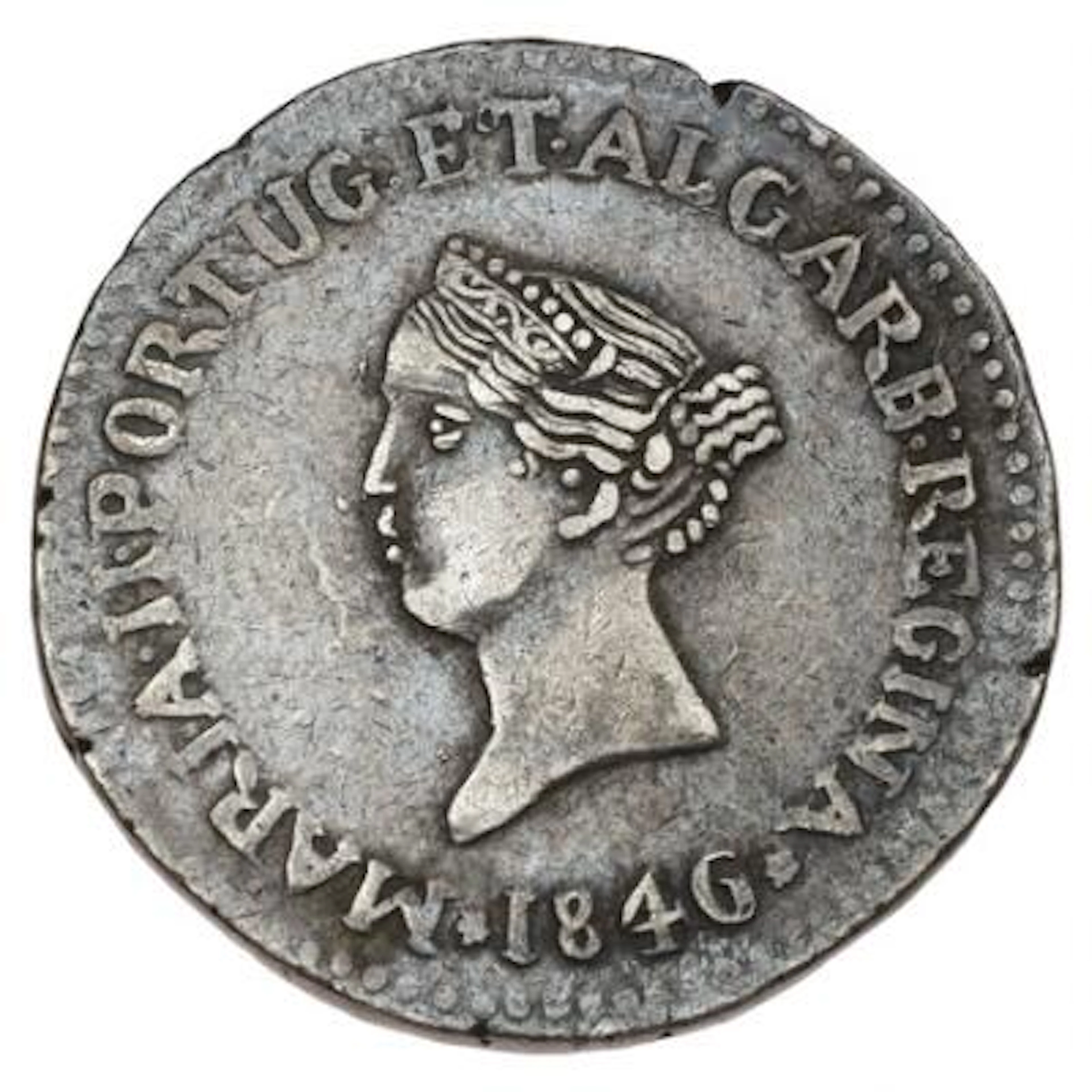 Portuguese India, Maria II, 1834-1853, Rupie 1846, KM 293, edge nicks