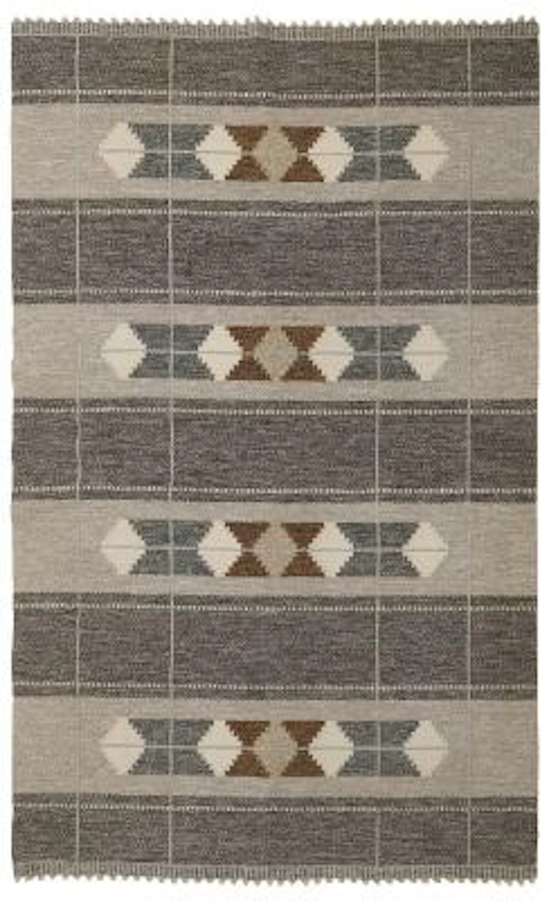 Swedish design: Handwoven wool carpet in "rölakan" flatweave technique.