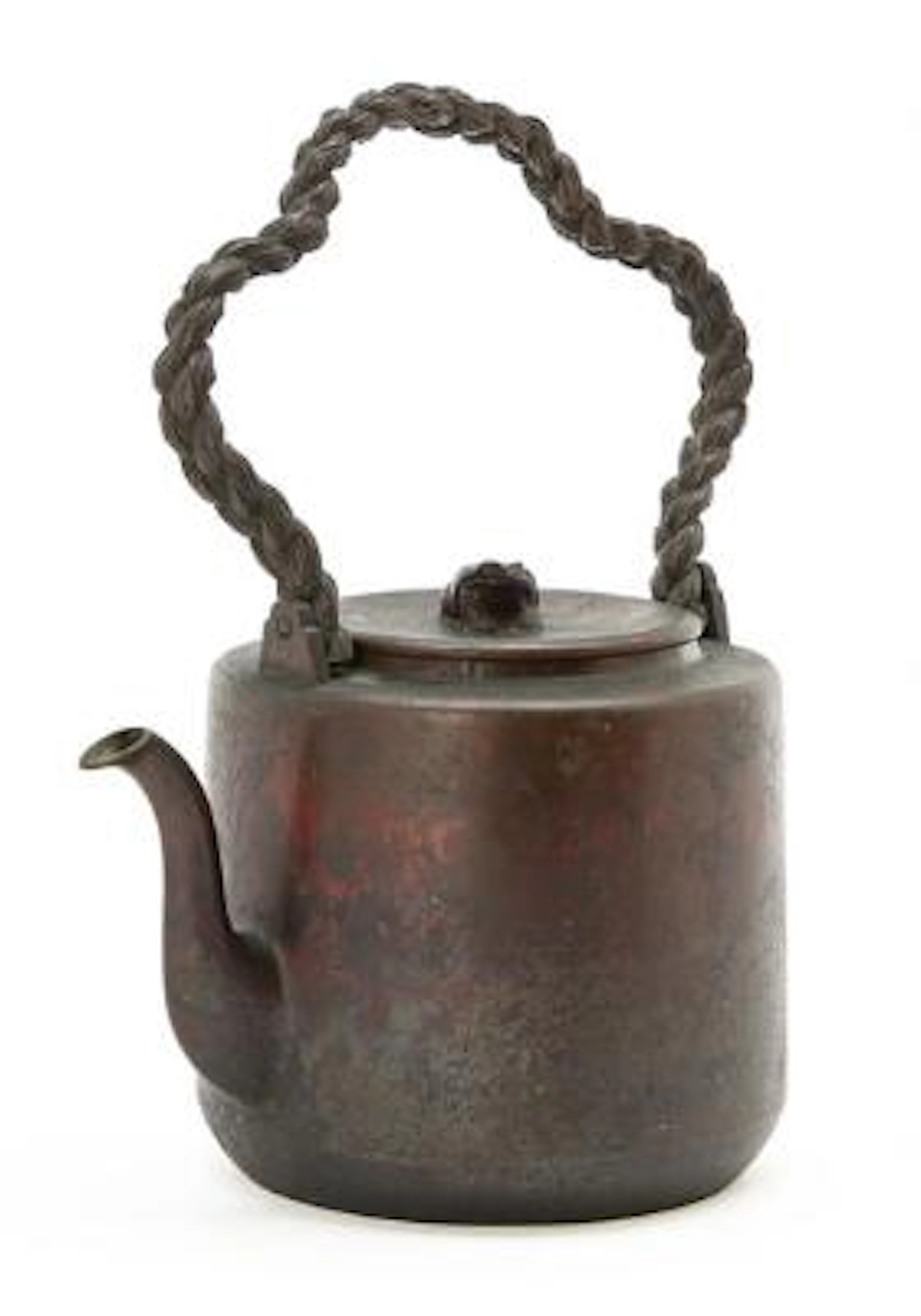 Japanese teapot, tetsubin, of patinated iron. Meiji/Taisho. H. 13/26