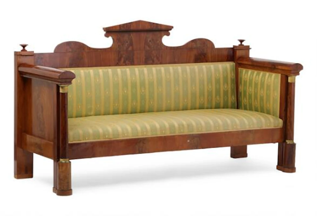 A Swedish Carl Johan mahogany sofa with gilt bronze mounts. Early