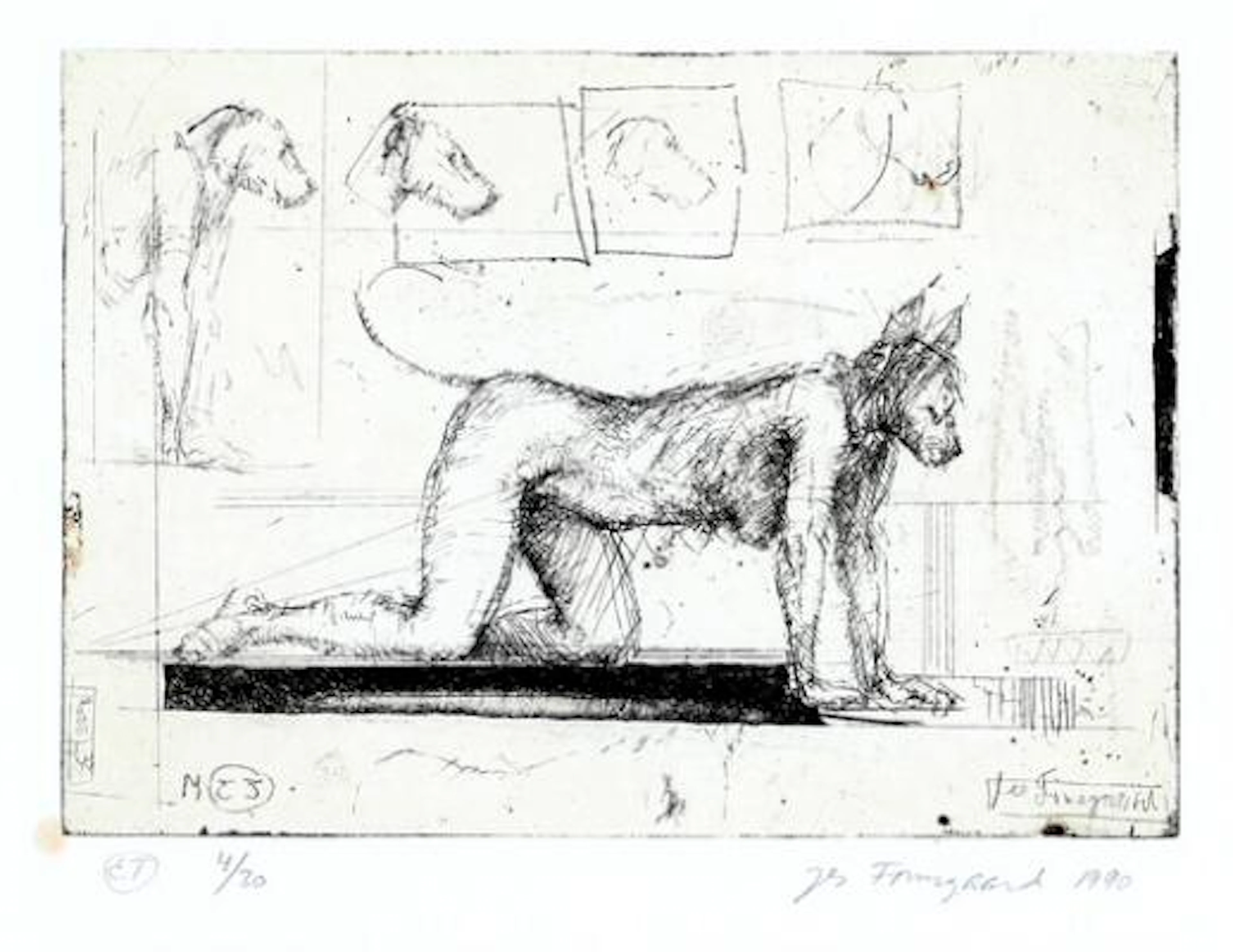 Jes Fomsgaard: Untitled. Signed Jes Fomsgaard 1990, E.T., 4/30. Drypoint