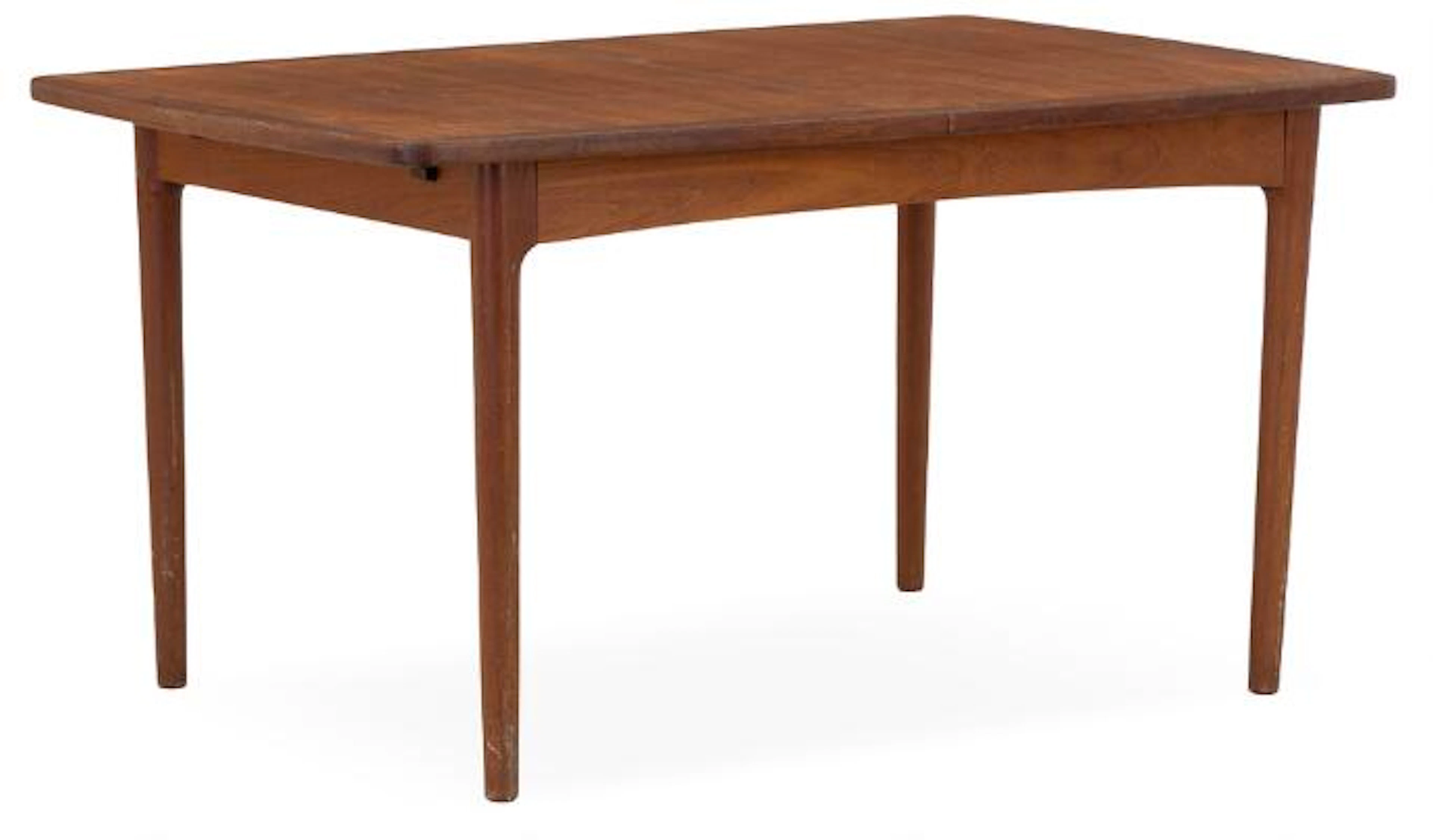 Erik Wørts: Teak dining table. Extension and two underlying extra