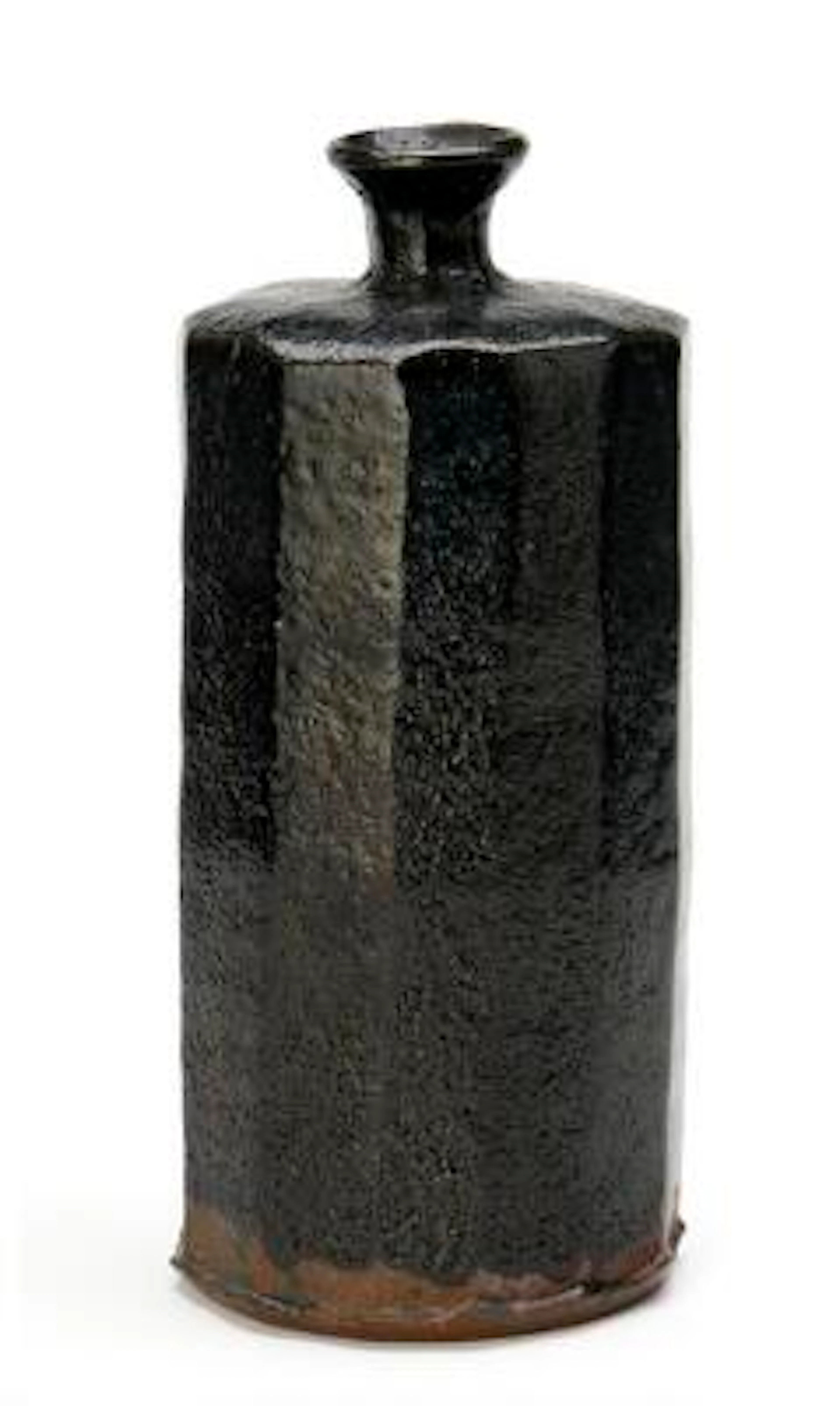 Hans Vangsø: Bottle-shaped vase of hard-fired earthenware, decorated