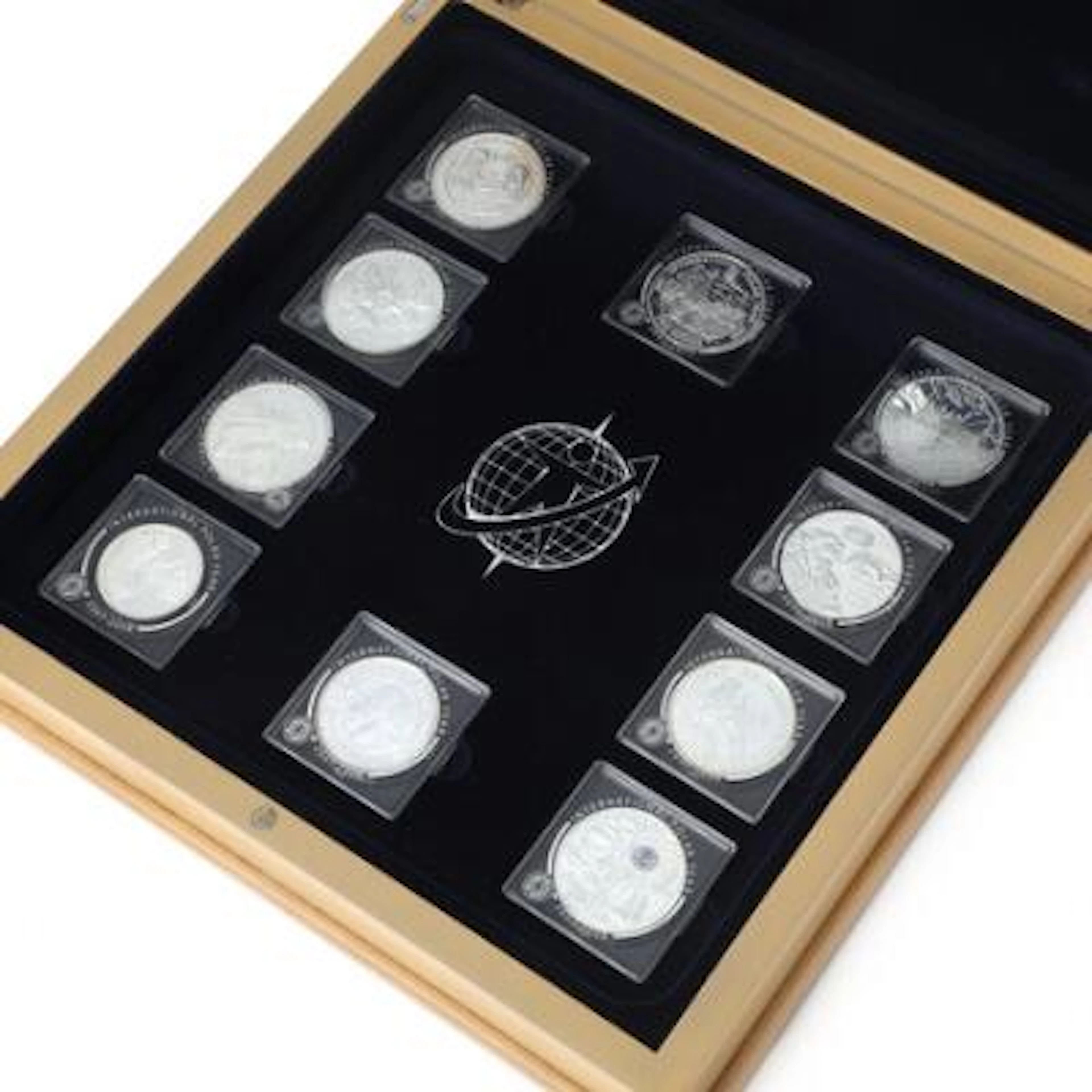 Box with silver coins from the International Polar Year 2007–2008