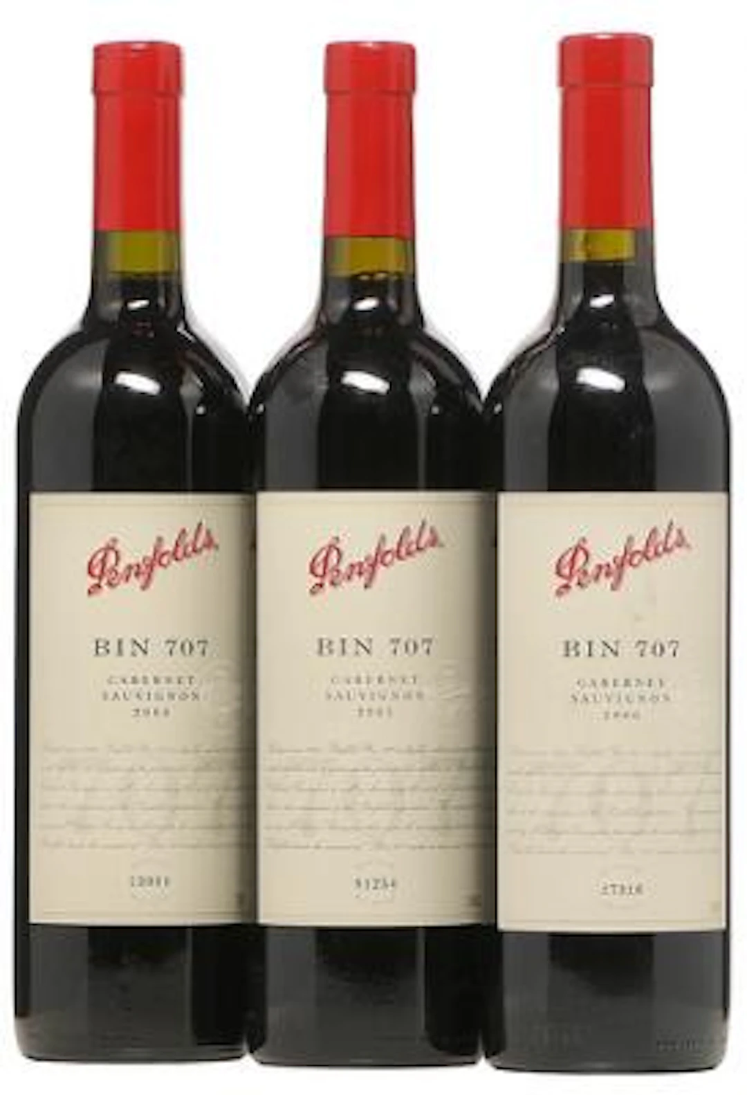 1 bt. Penfolds "Bin 707", South Australia 2004 A (hf/in). etc. Total