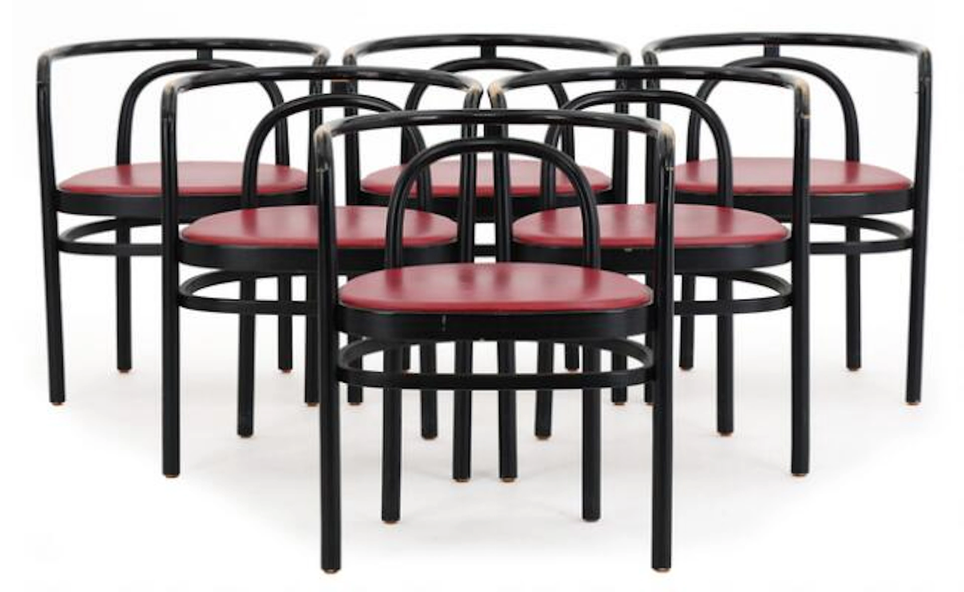 Poul Kjærholm: "PK 15". Set of six armchairs in black lacquered ash.