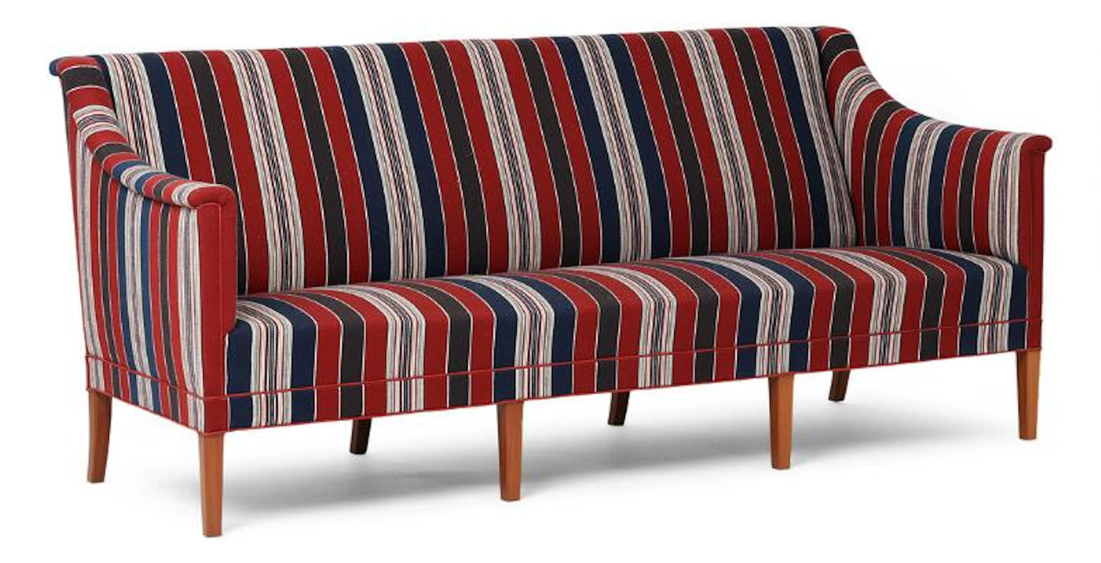Kaare Klint: Three seater sofa with blue, red and white striped savak