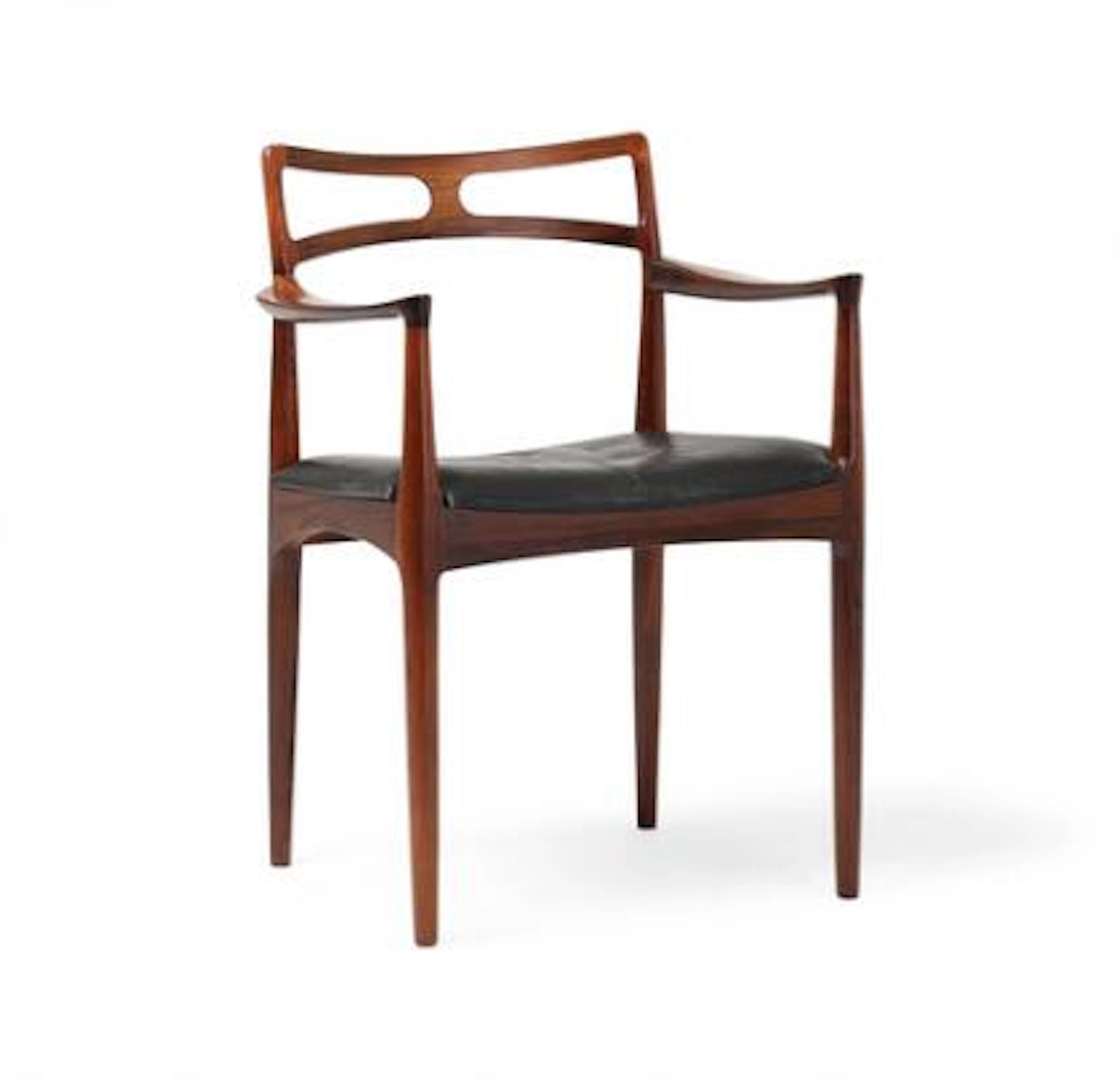 Johannes Andersen: A rosewood armchair, upholstered in seat with black