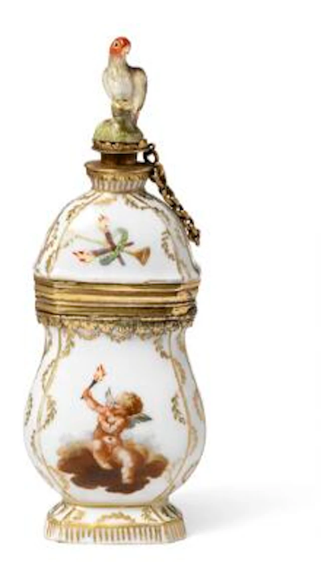Porcelain scent bottle, mounted in gilt metal. Royal Porcelain Factory