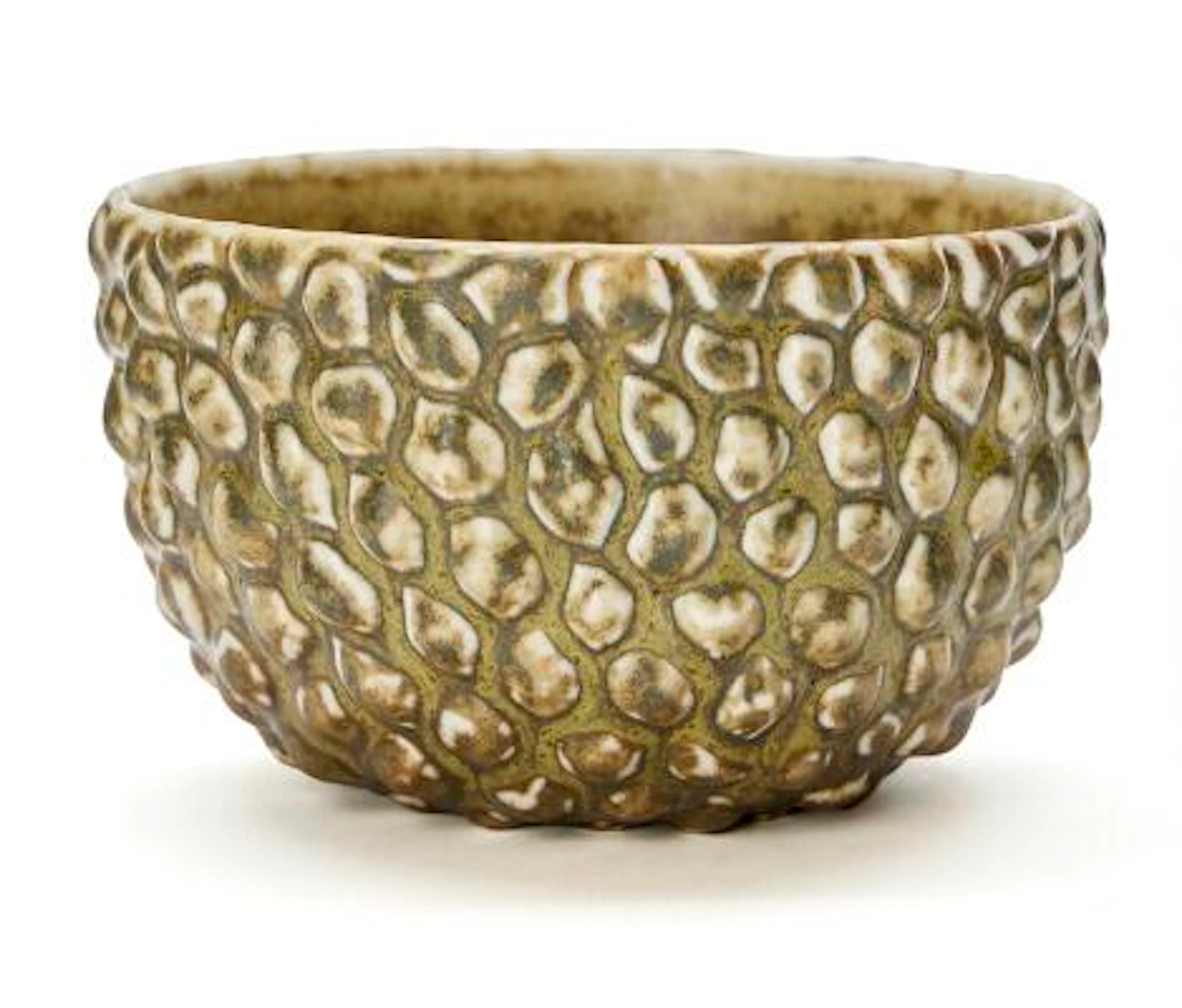 Axel Salto: A round stoneware bowl, modelled in budded style. H. 7.2