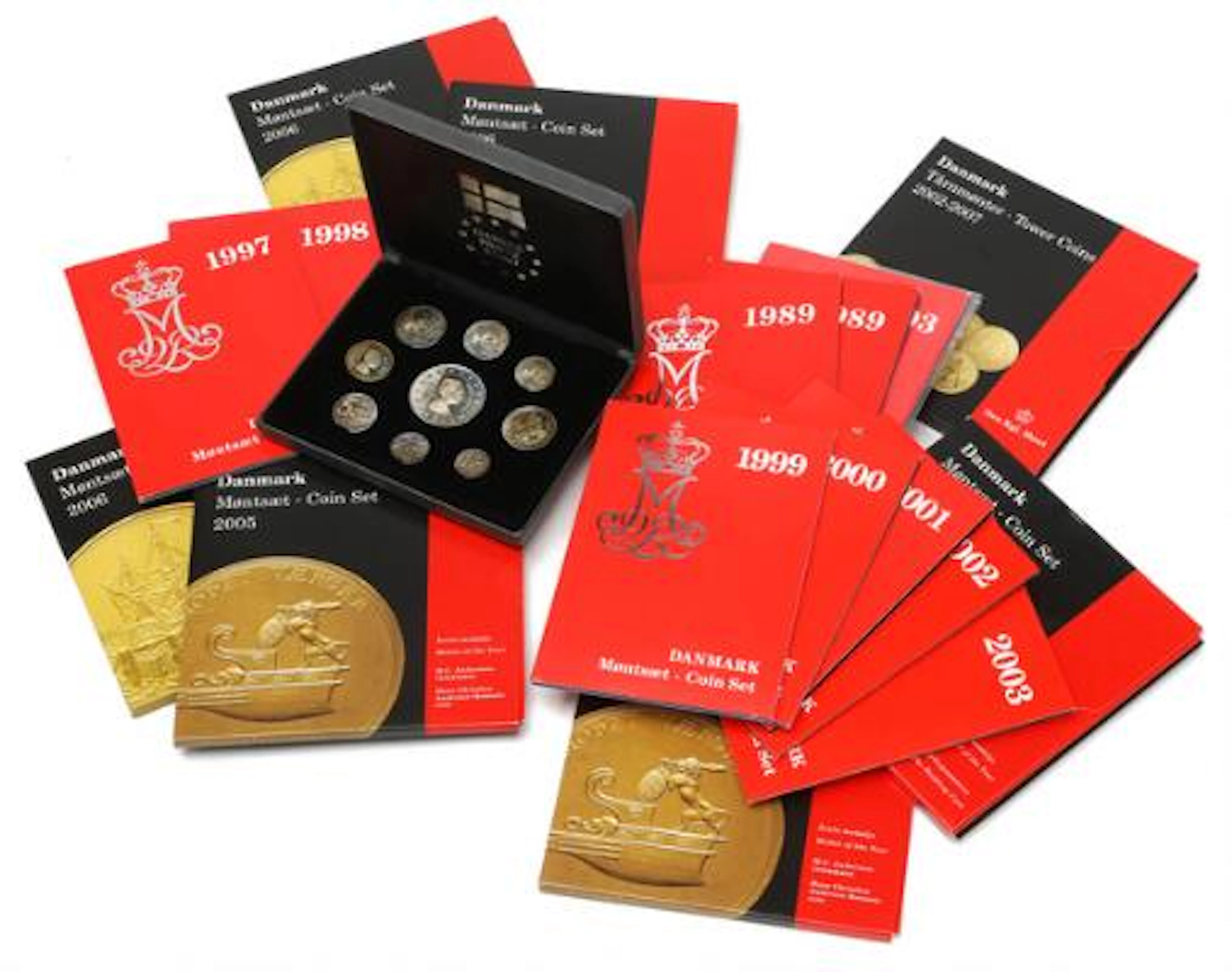 Coin sets, "Den Kgl. Mønt", 1989-2006, as well as tower coins and