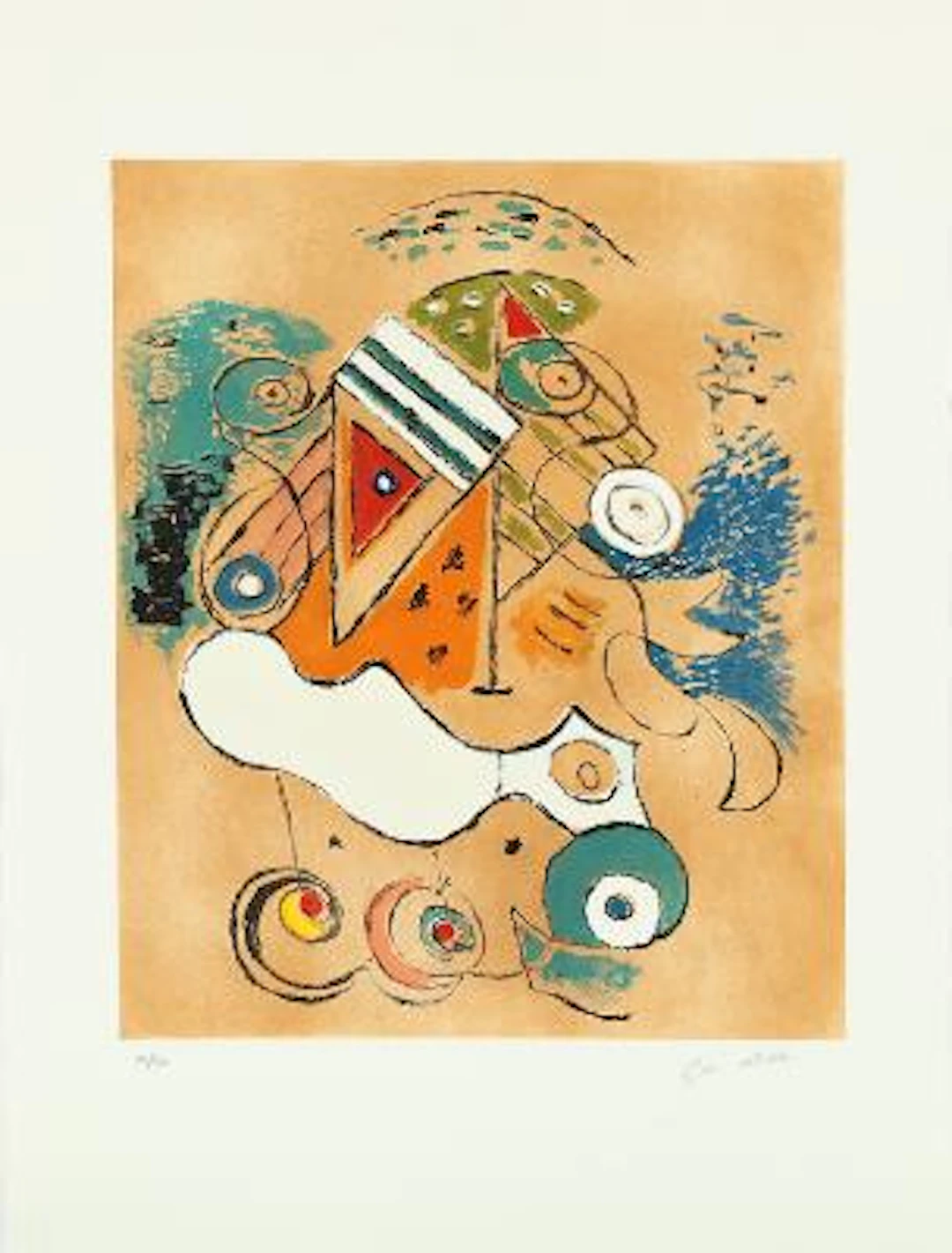 Ejler Bille: Untitled. Signed Ejler Bille, 40/150. Etching in colours.