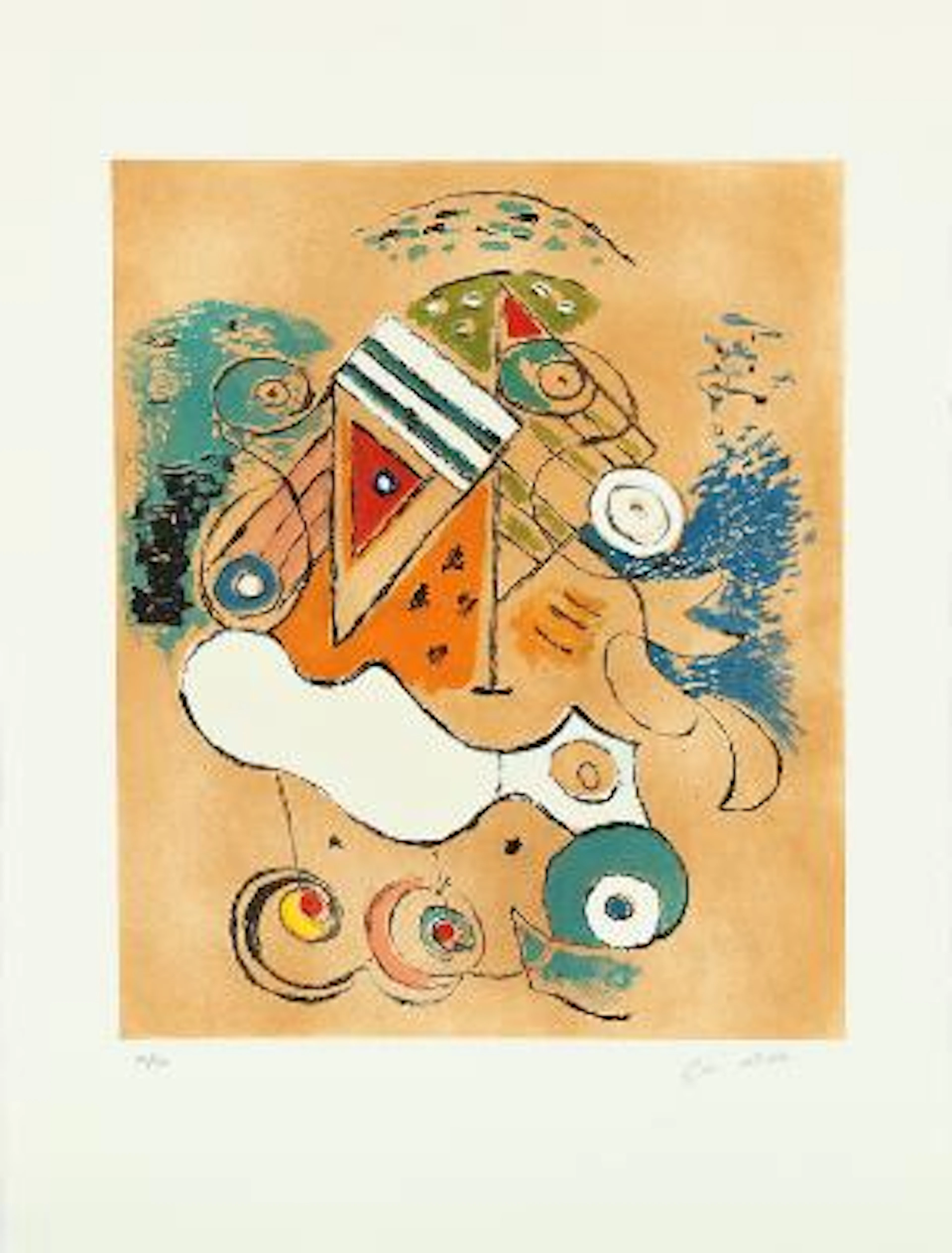 Ejler Bille: Untitled. Signed Ejler Bille, 40/150. Etching in colours.
